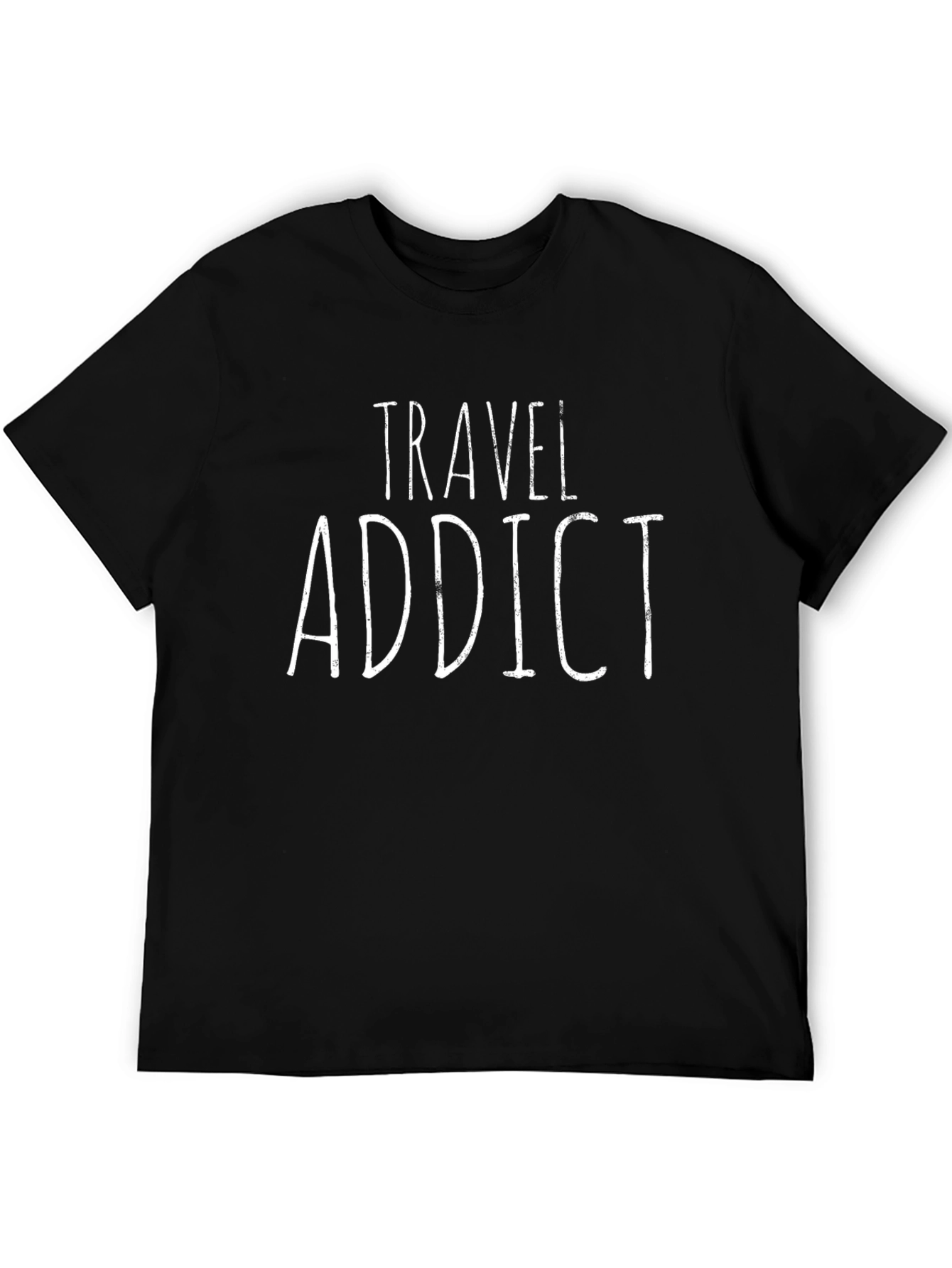 Travel Addict Black Graphic Tee Shirt