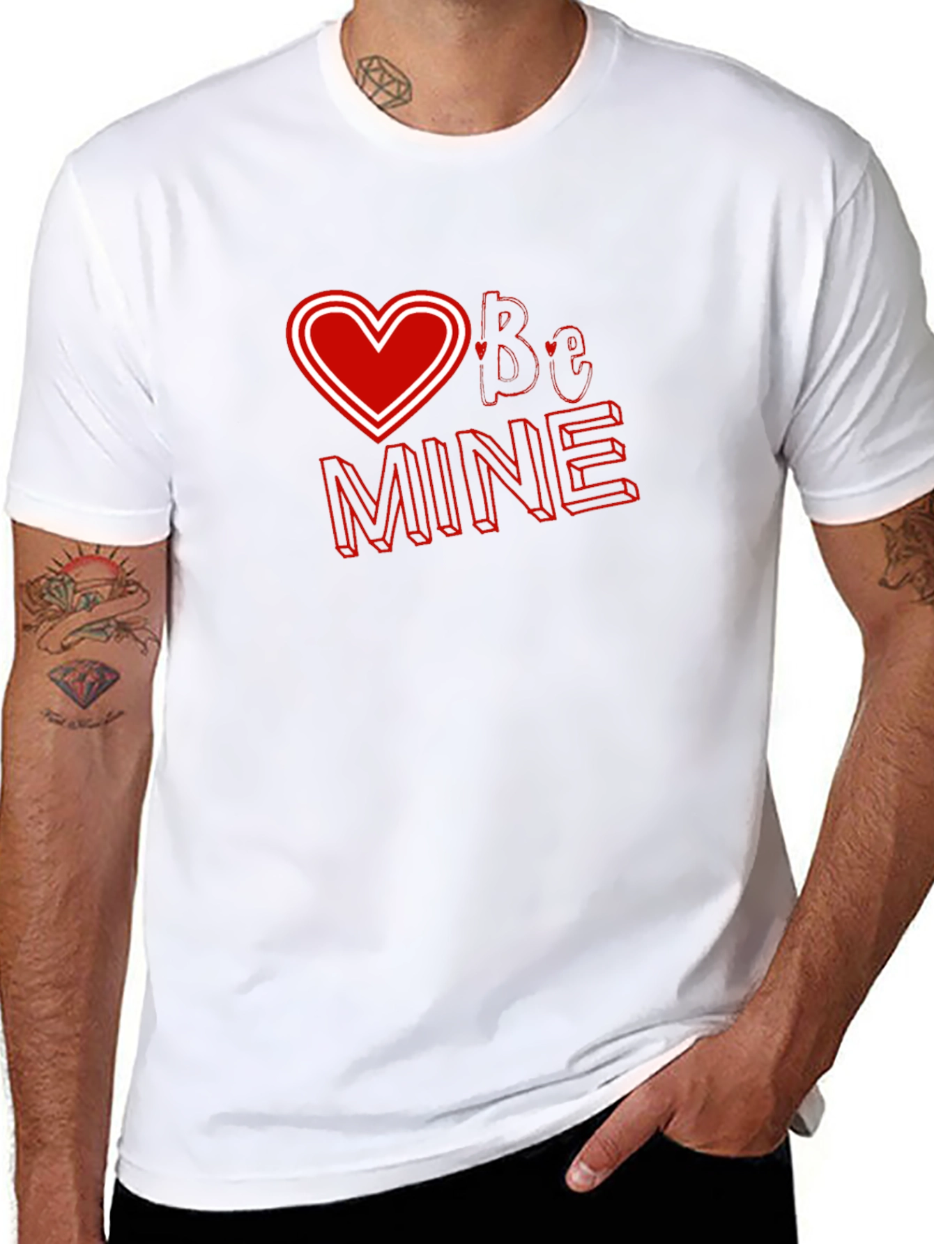Valentines Day Black T-shirt - Be Mine Heart Design