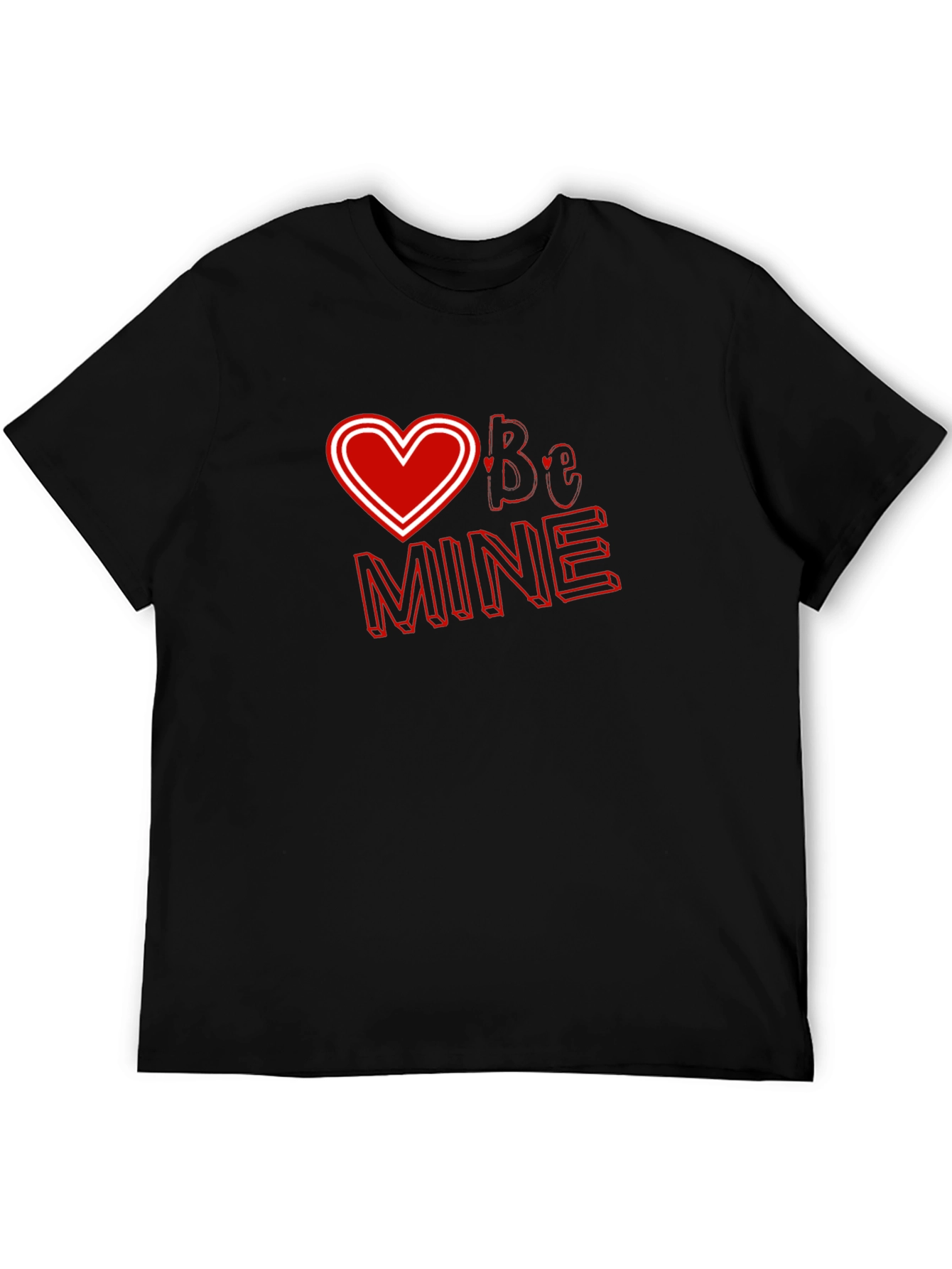 Valentines Day Black T-shirt - Be Mine Heart Design