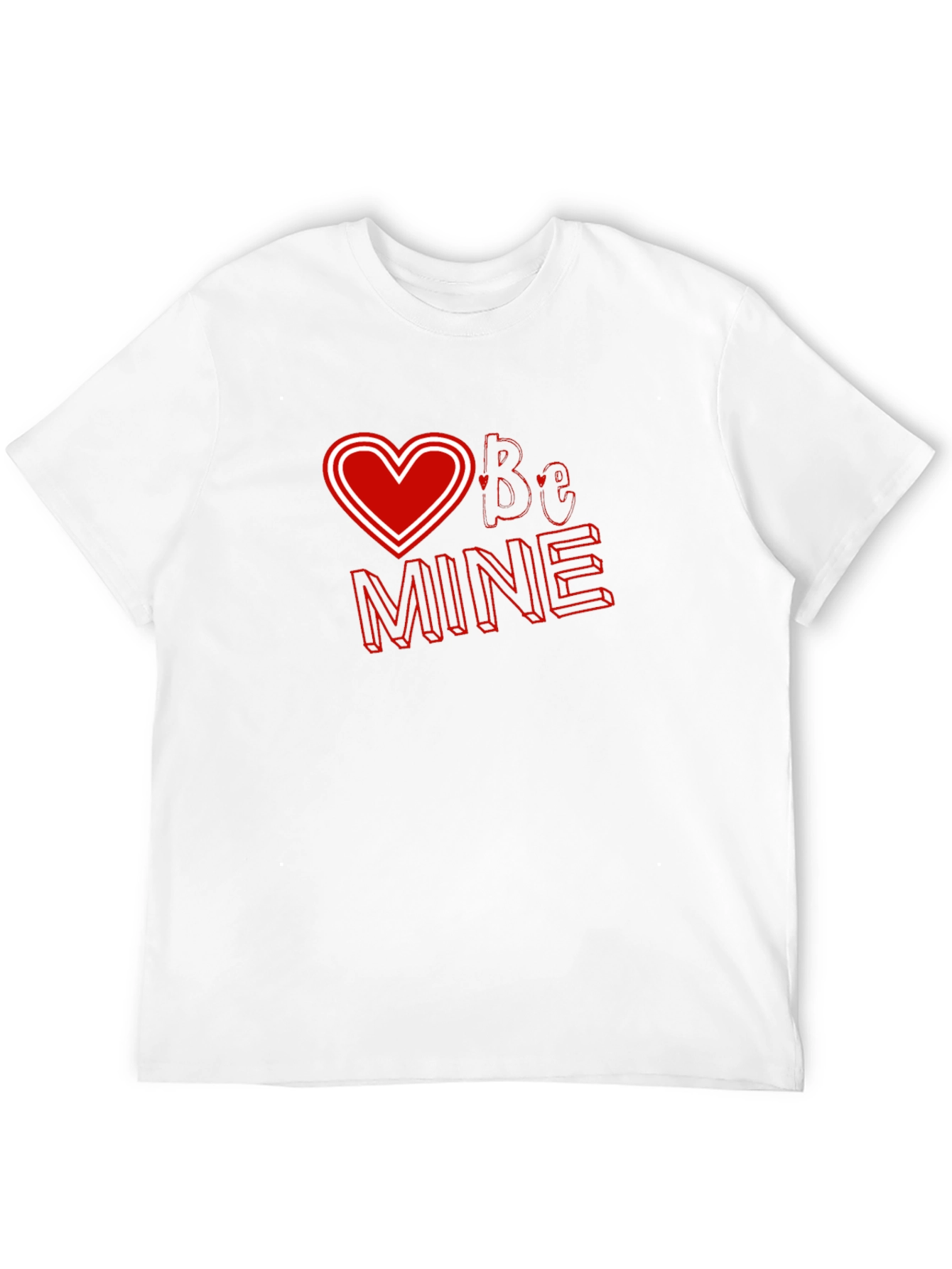 Valentines Day Black T-shirt - Be Mine Heart Design