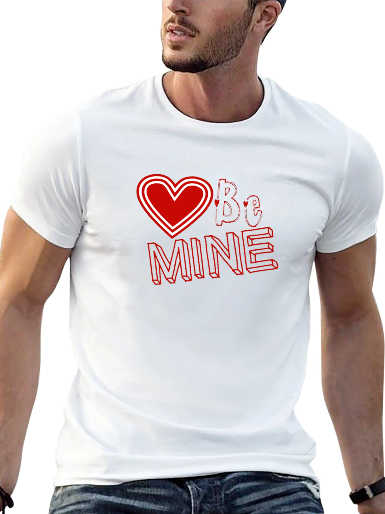 Valentines Day Black T-shirt - Be Mine Heart Design