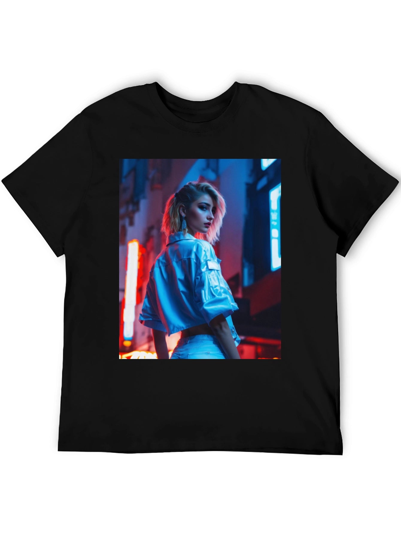 Edgy Urban Style Black T-Shirt