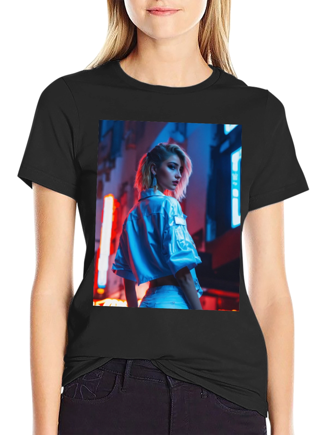 Edgy Urban Style Black T-Shirt