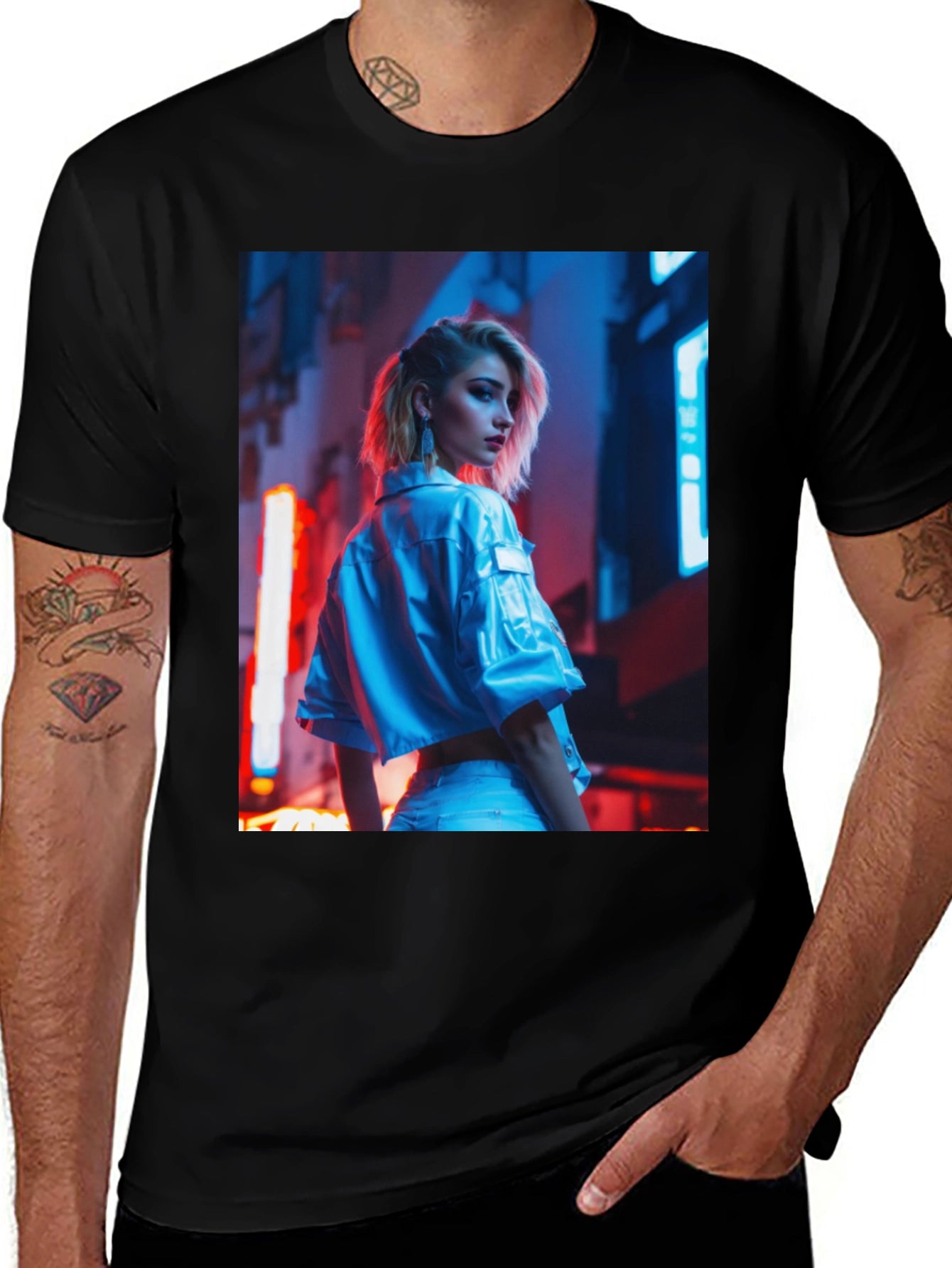 Edgy Urban Style Black T-Shirt