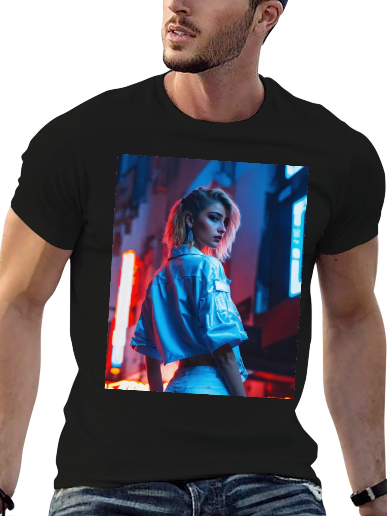 Edgy Urban Style Black T-Shirt