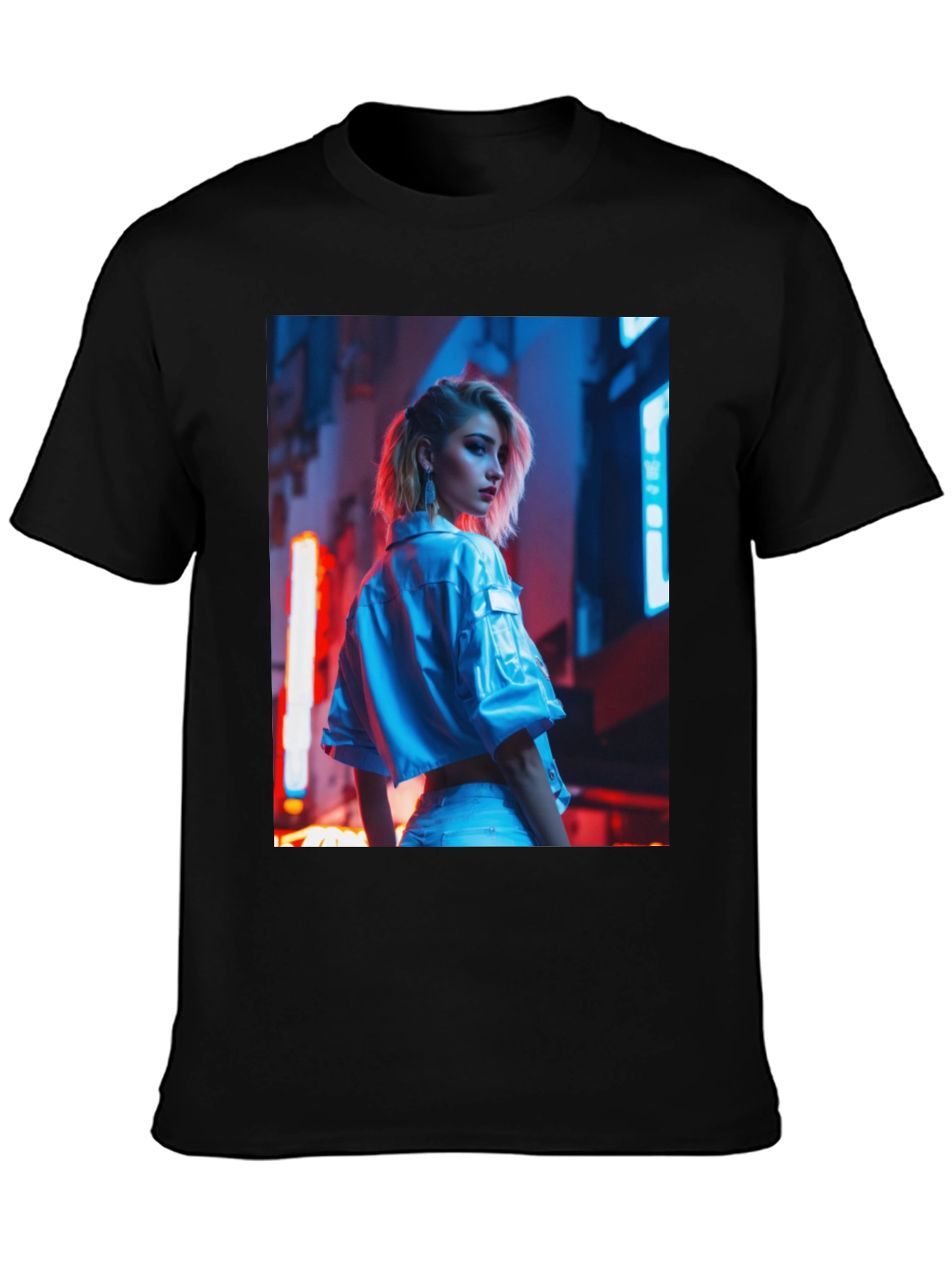 Edgy Urban Style Black T-Shirt