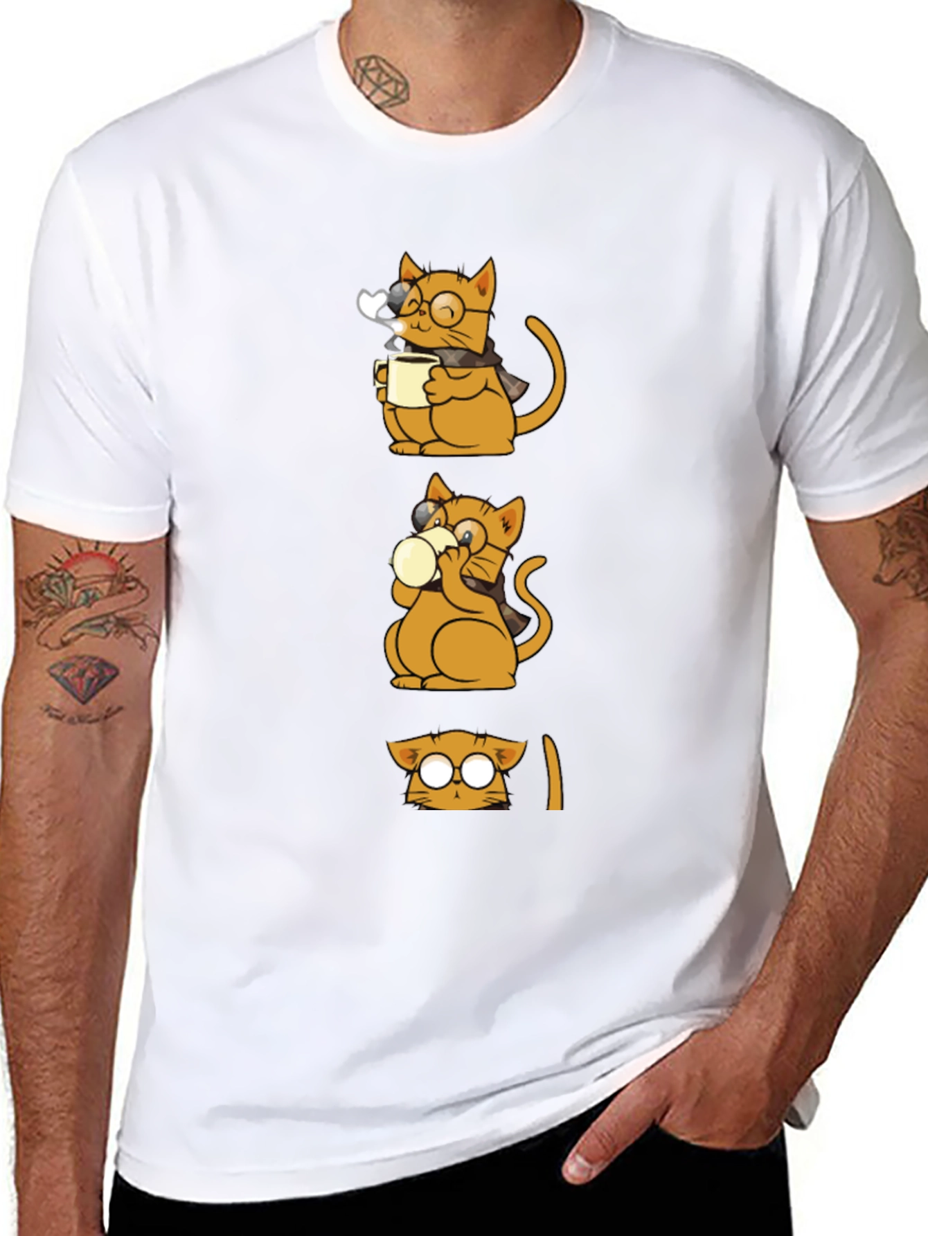 Cool Cat Coffee Lover Graphic Tee
