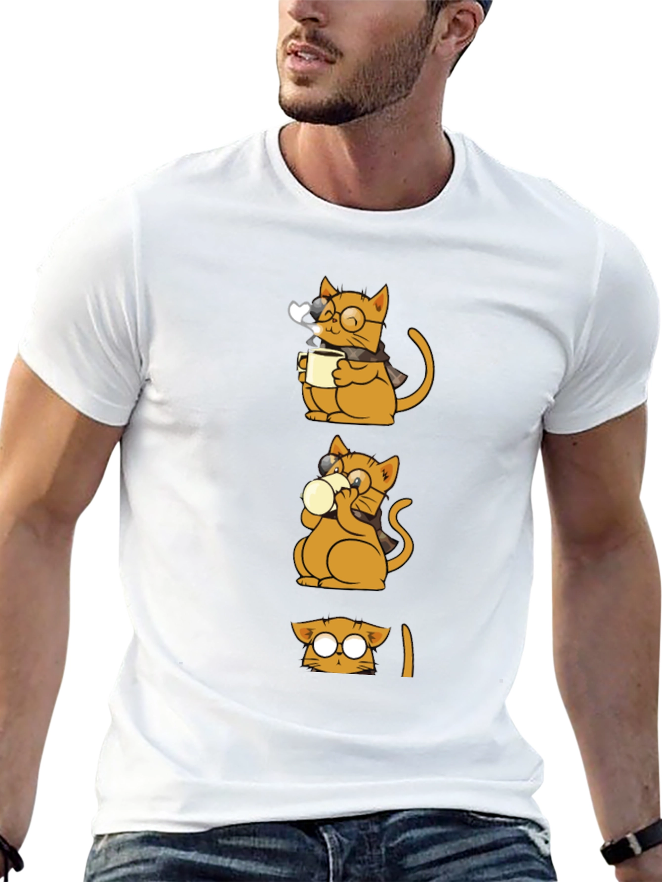 Cool Cat Coffee Lover Graphic Tee