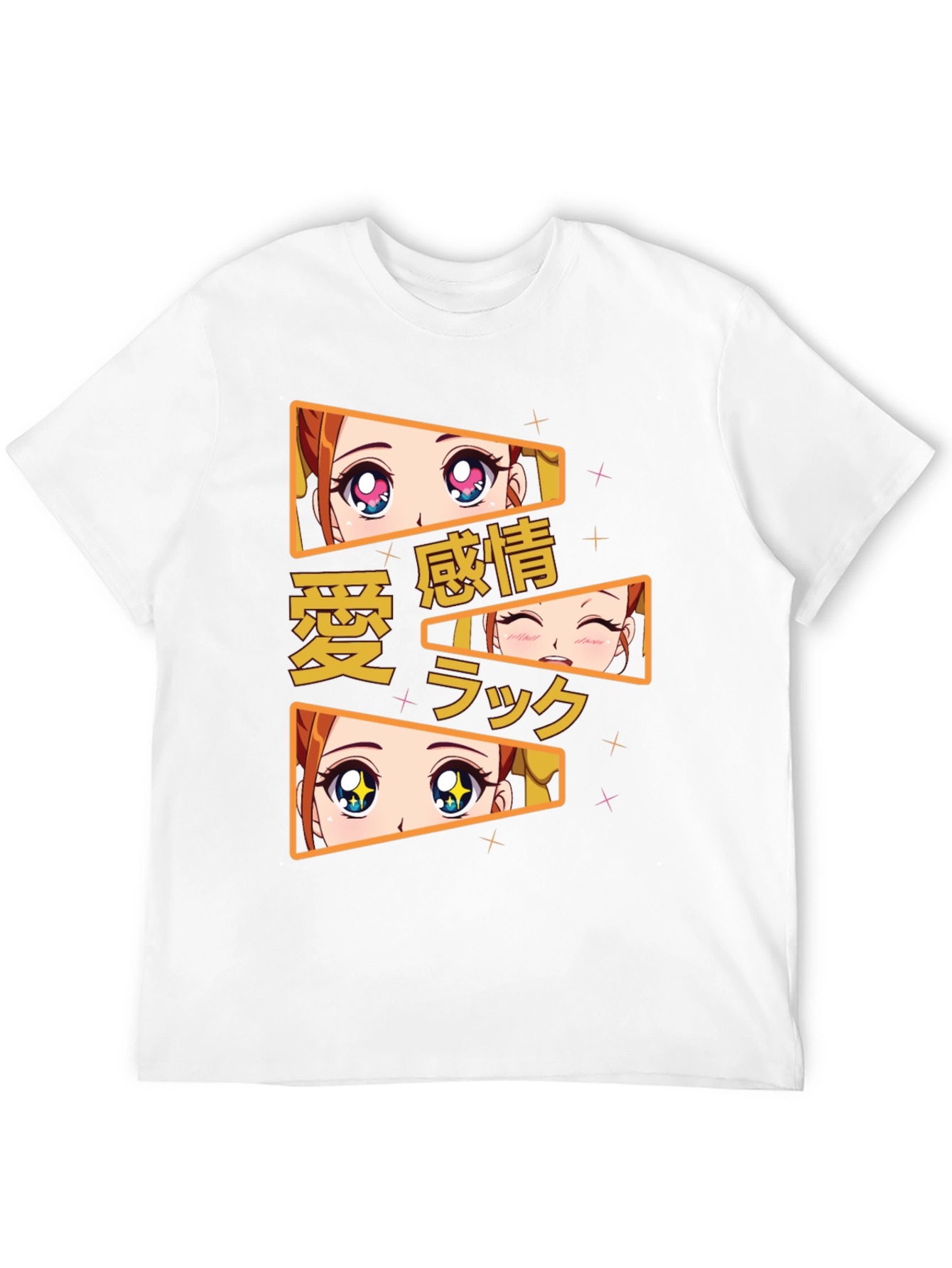 Anime Eyes Graphic Tee - Black Cotton T-Shirt