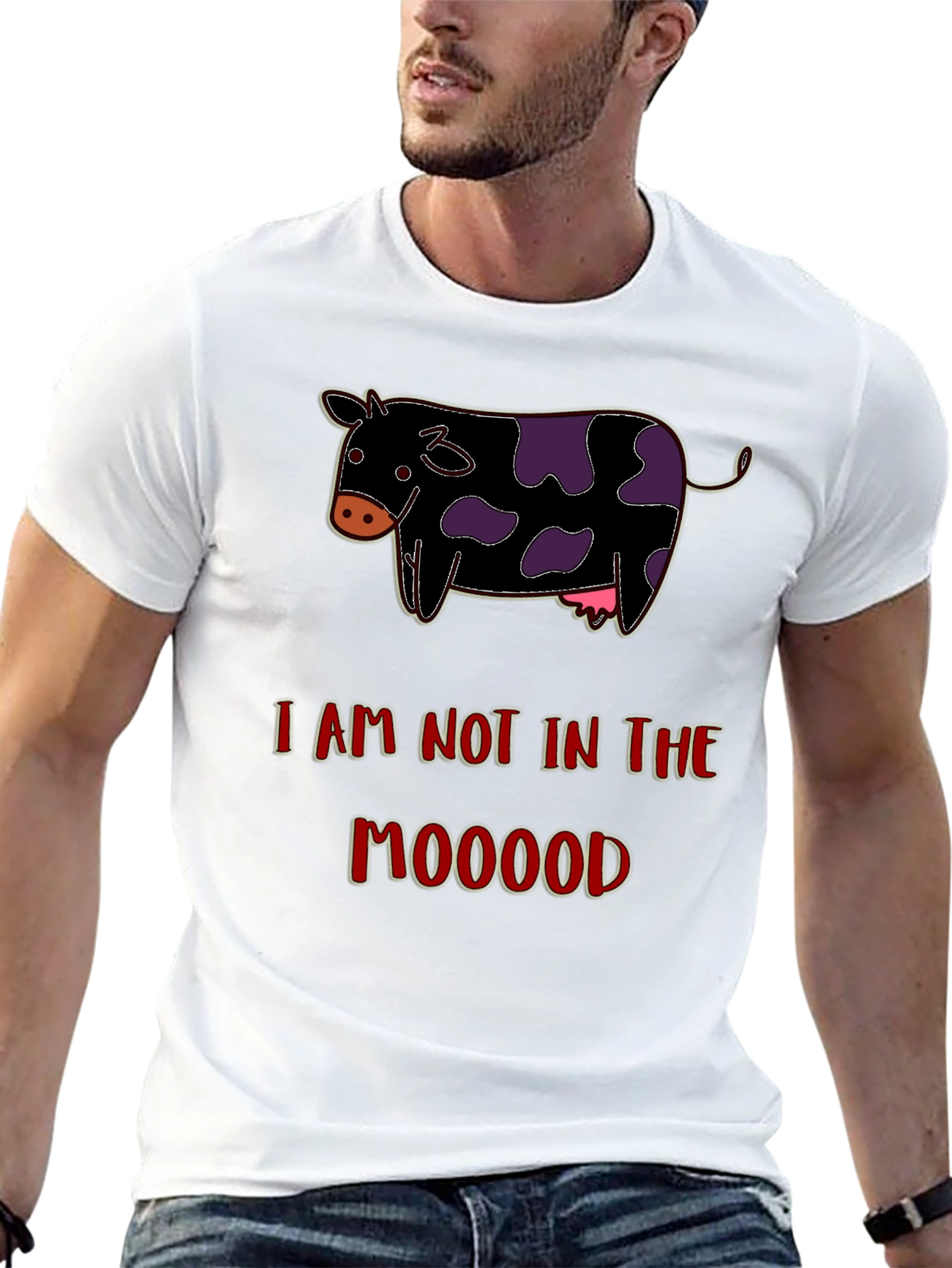 Funny Not in the Moood Cow Graphic T-Shirt