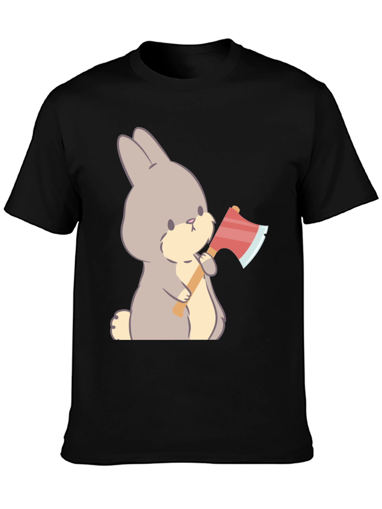 Funny Bunny With Axe Black T-Shirt