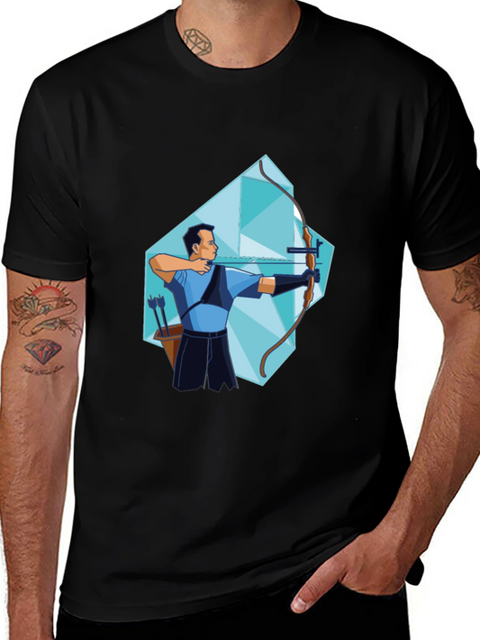 Archer Graphic Tee - Stylish Sporty Black T-Shirt
