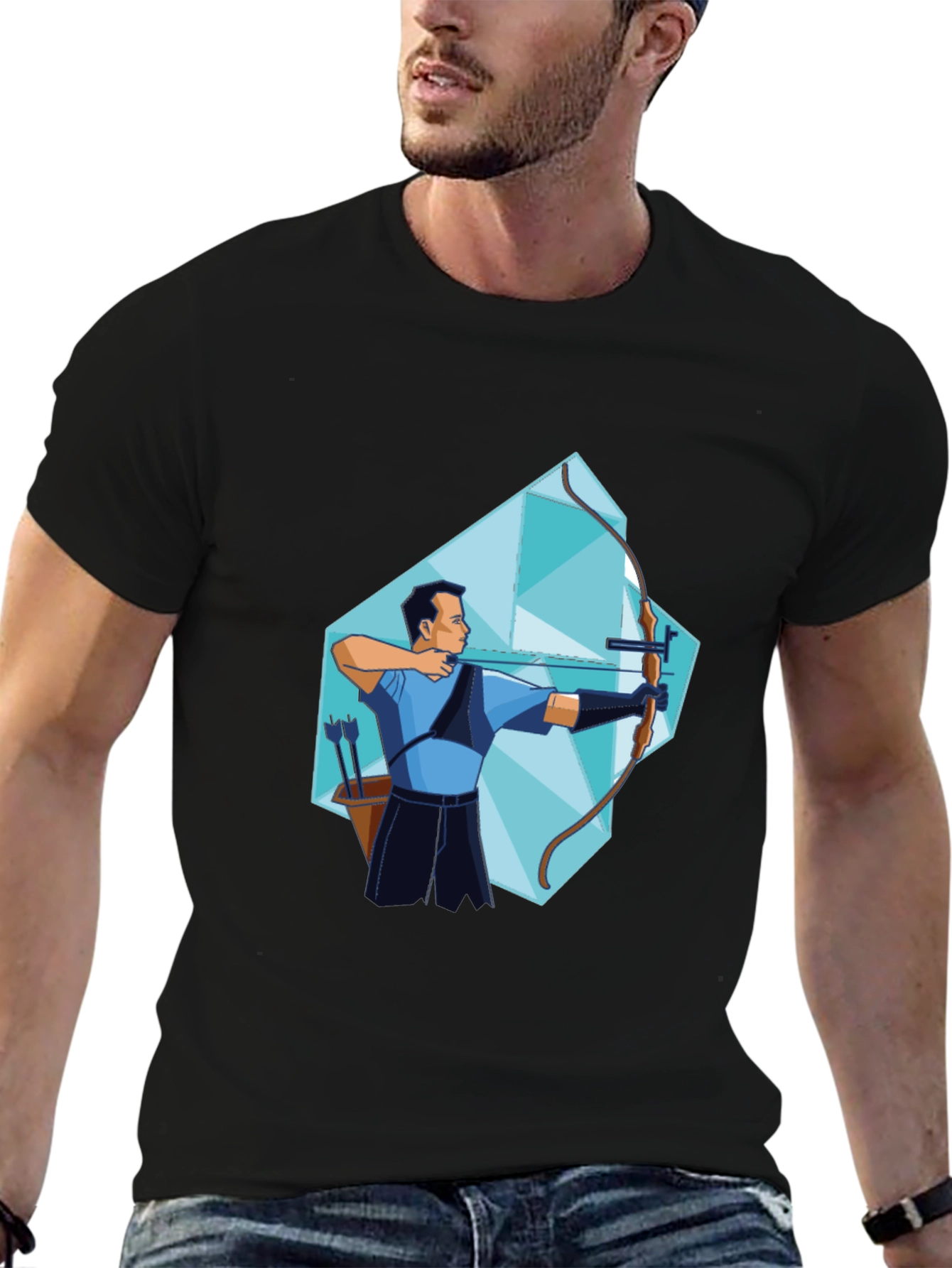 Archer Graphic Tee - Stylish Sporty Black T-Shirt