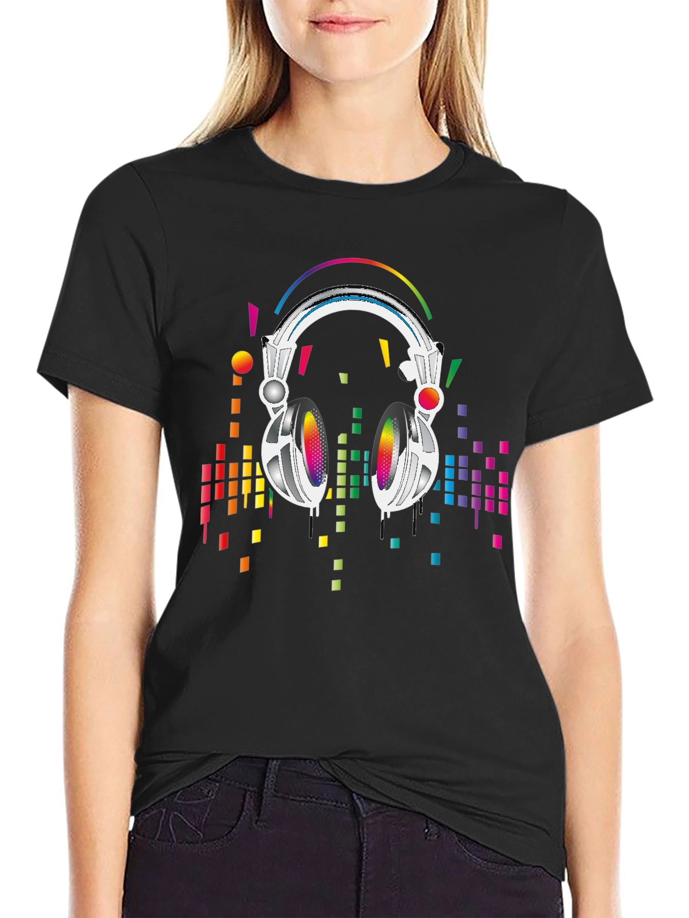 Rainbow Beats Mens Black Graphic Tee