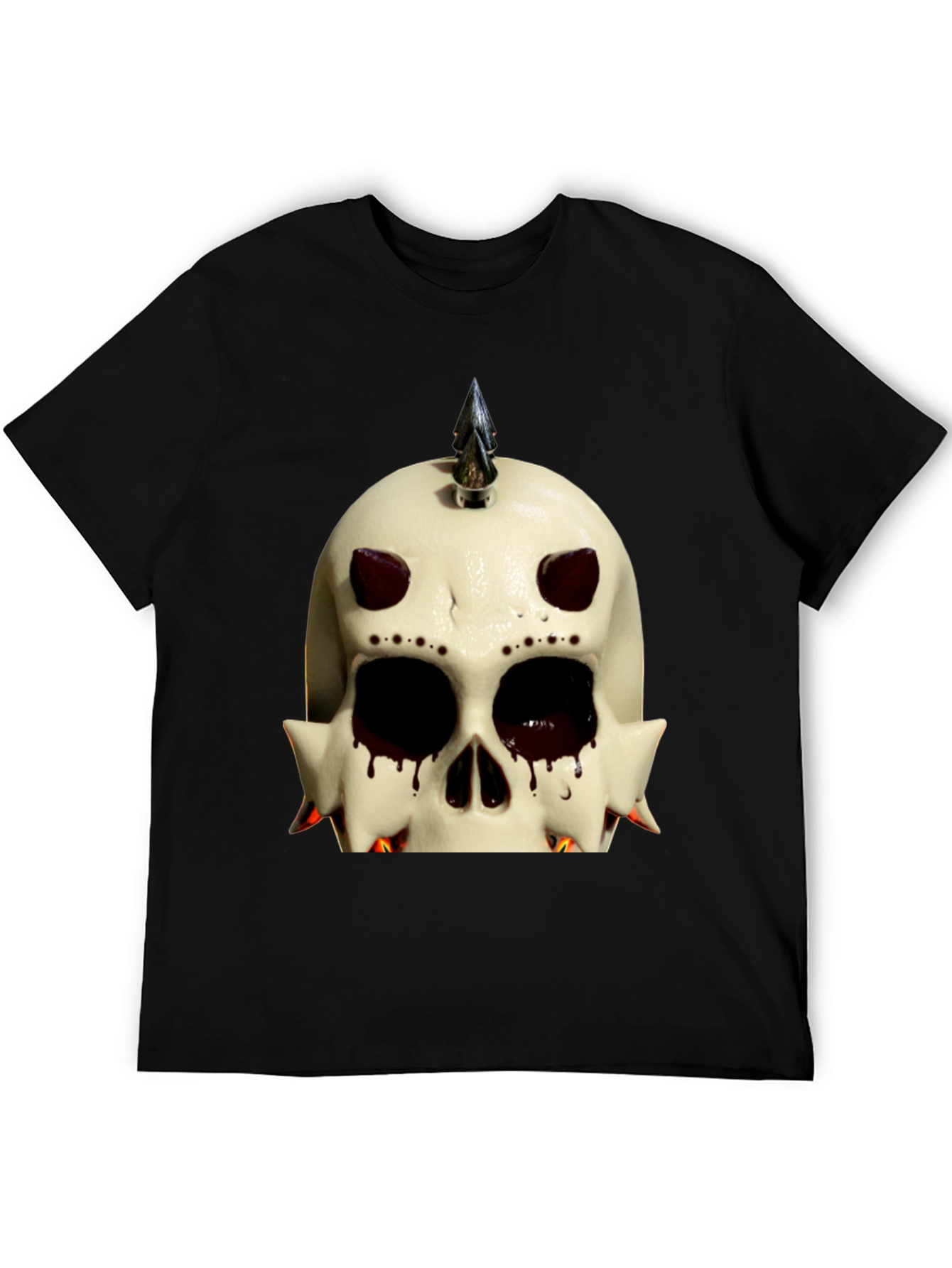 Edgy Skull Graphic Tee - Black Cotton Punk Style