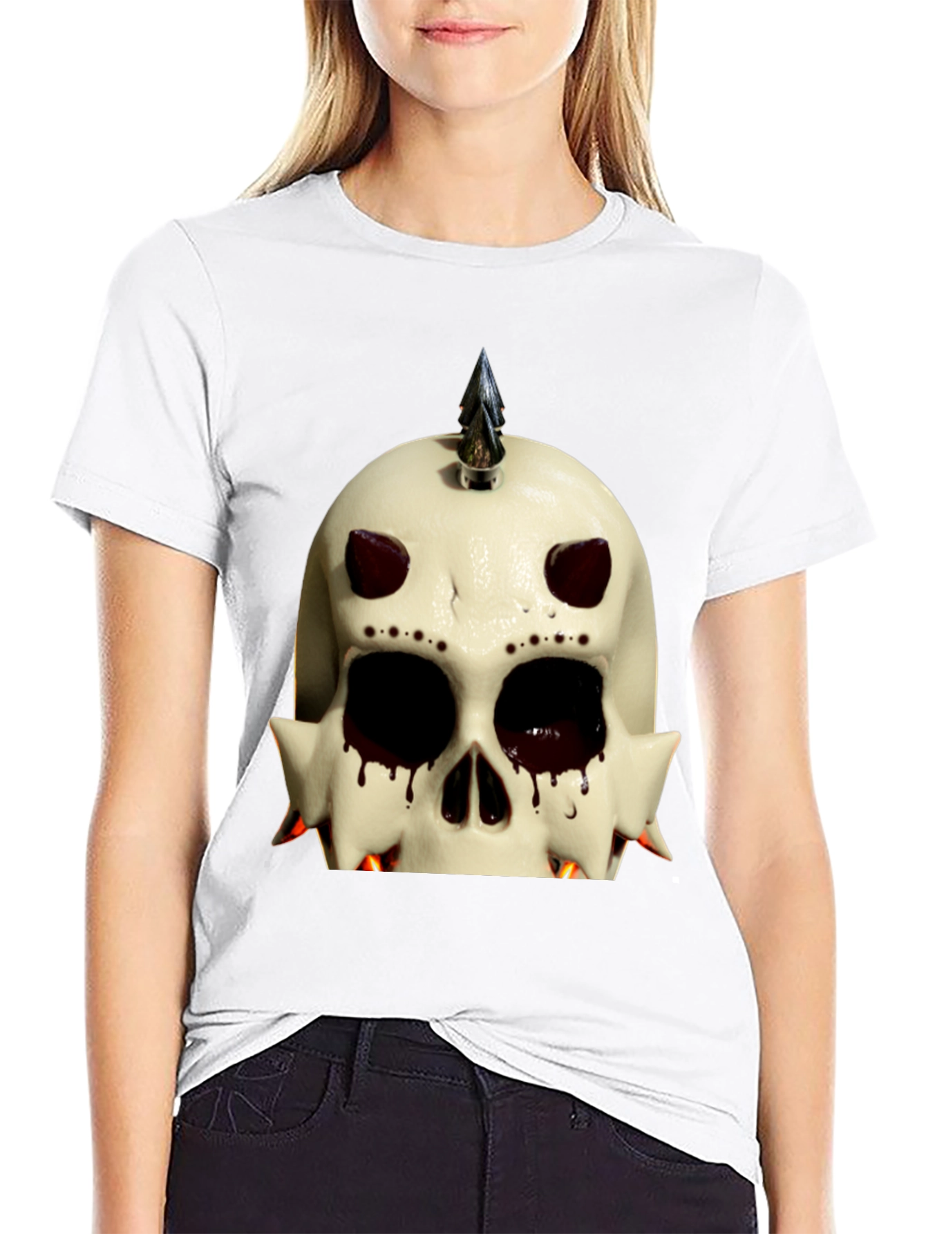 Edgy Skull Graphic Tee - Black Cotton Punk Style