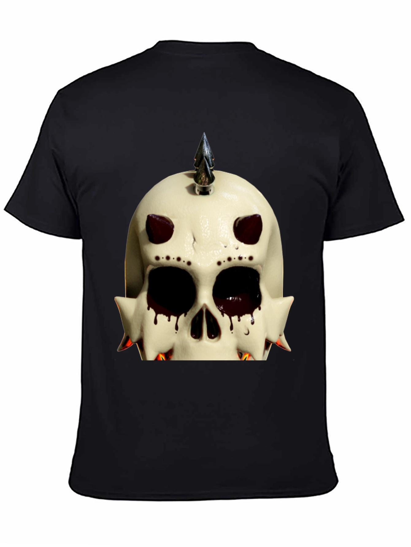Edgy Skull Graphic Tee - Black Cotton Punk Style