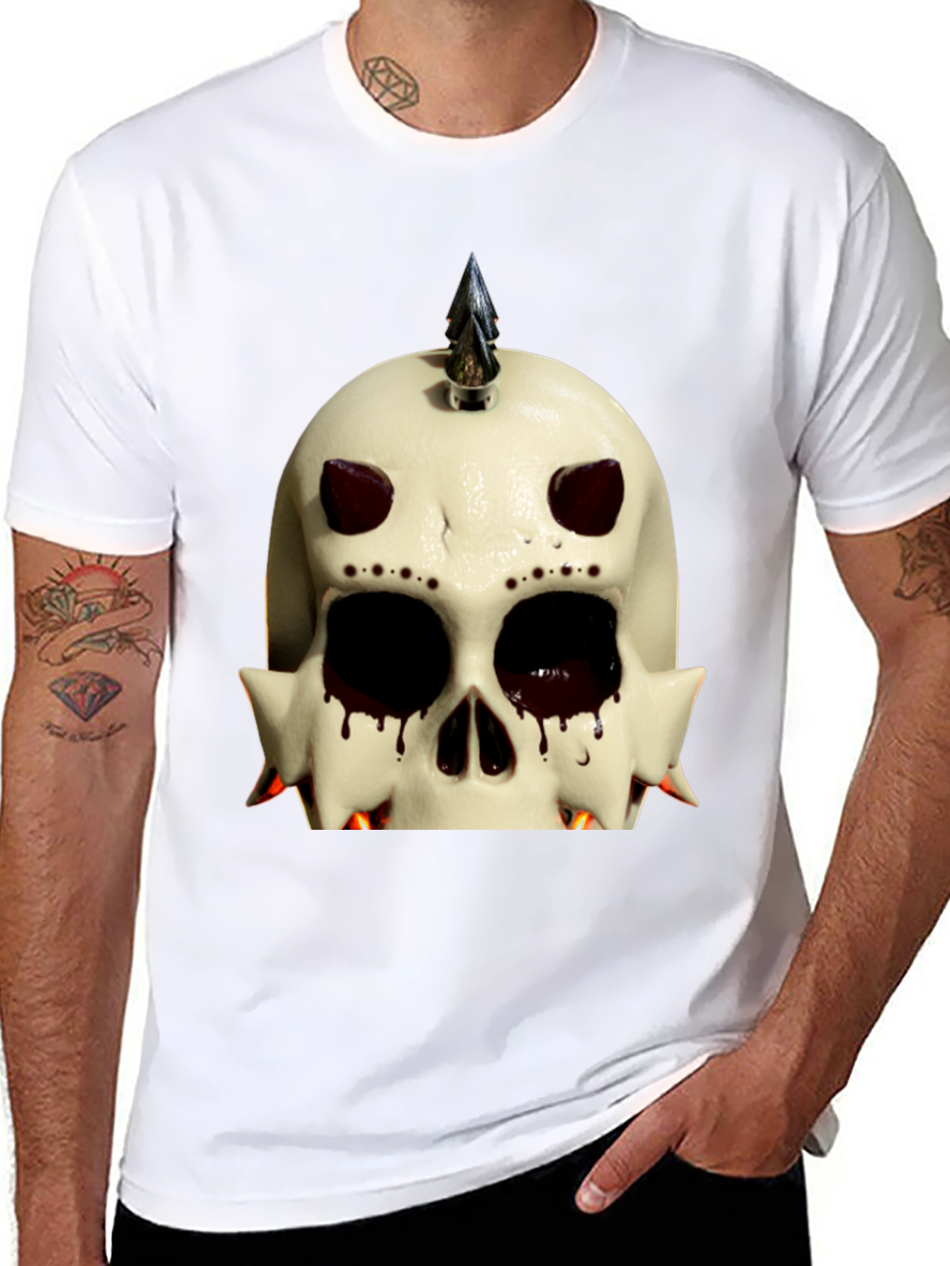 Edgy Skull Graphic Tee - Black Cotton Punk Style