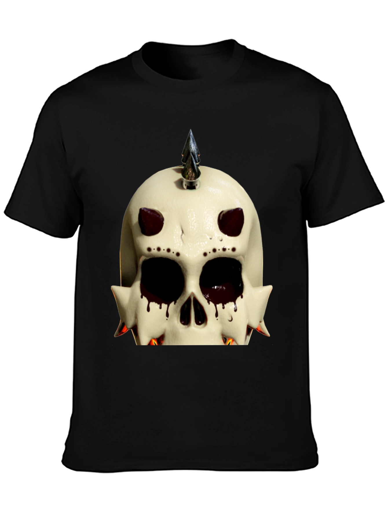 Edgy Skull Graphic Tee - Black Cotton Punk Style