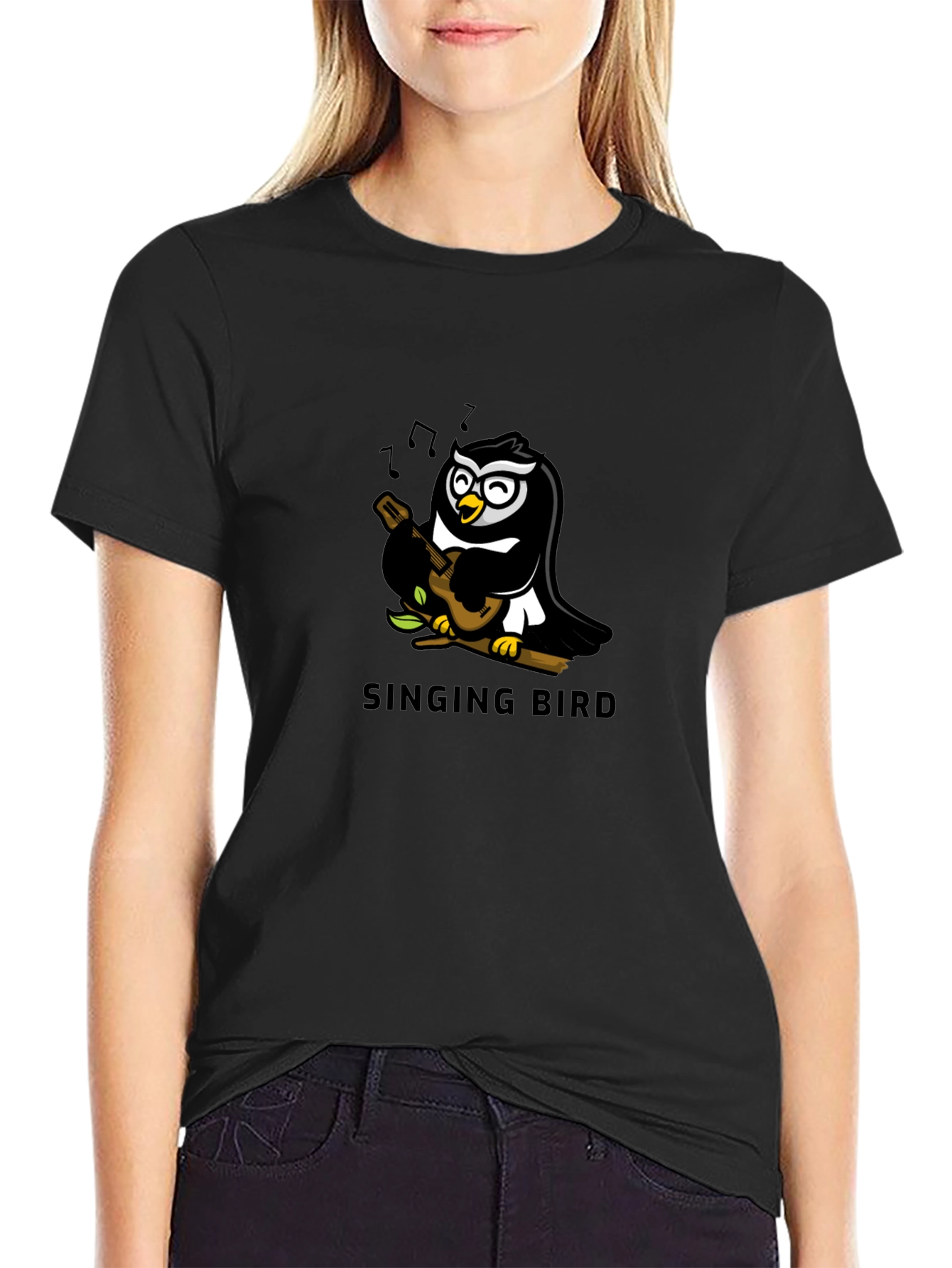 Singing Bird Graphic Tee - Black
