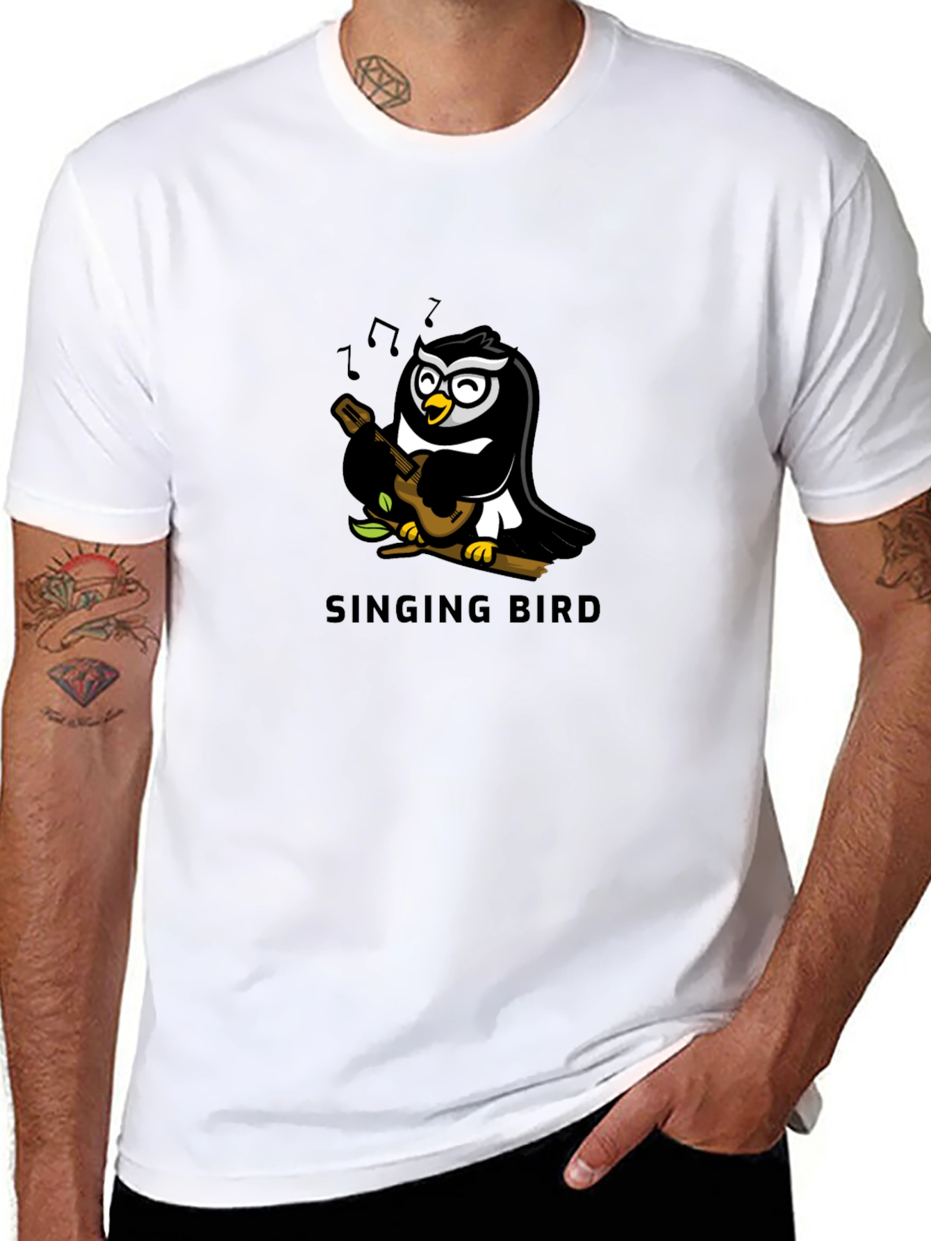 Singing Bird Graphic Tee - Black