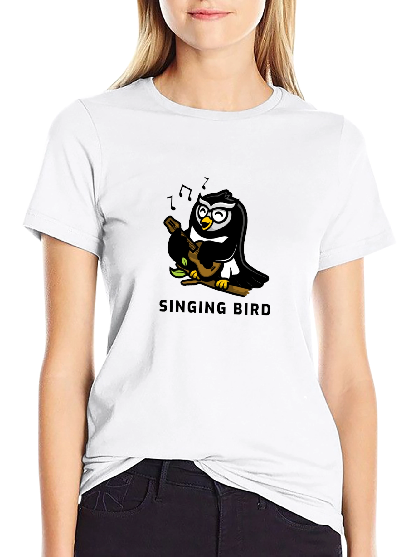 Singing Bird Graphic Tee - Black