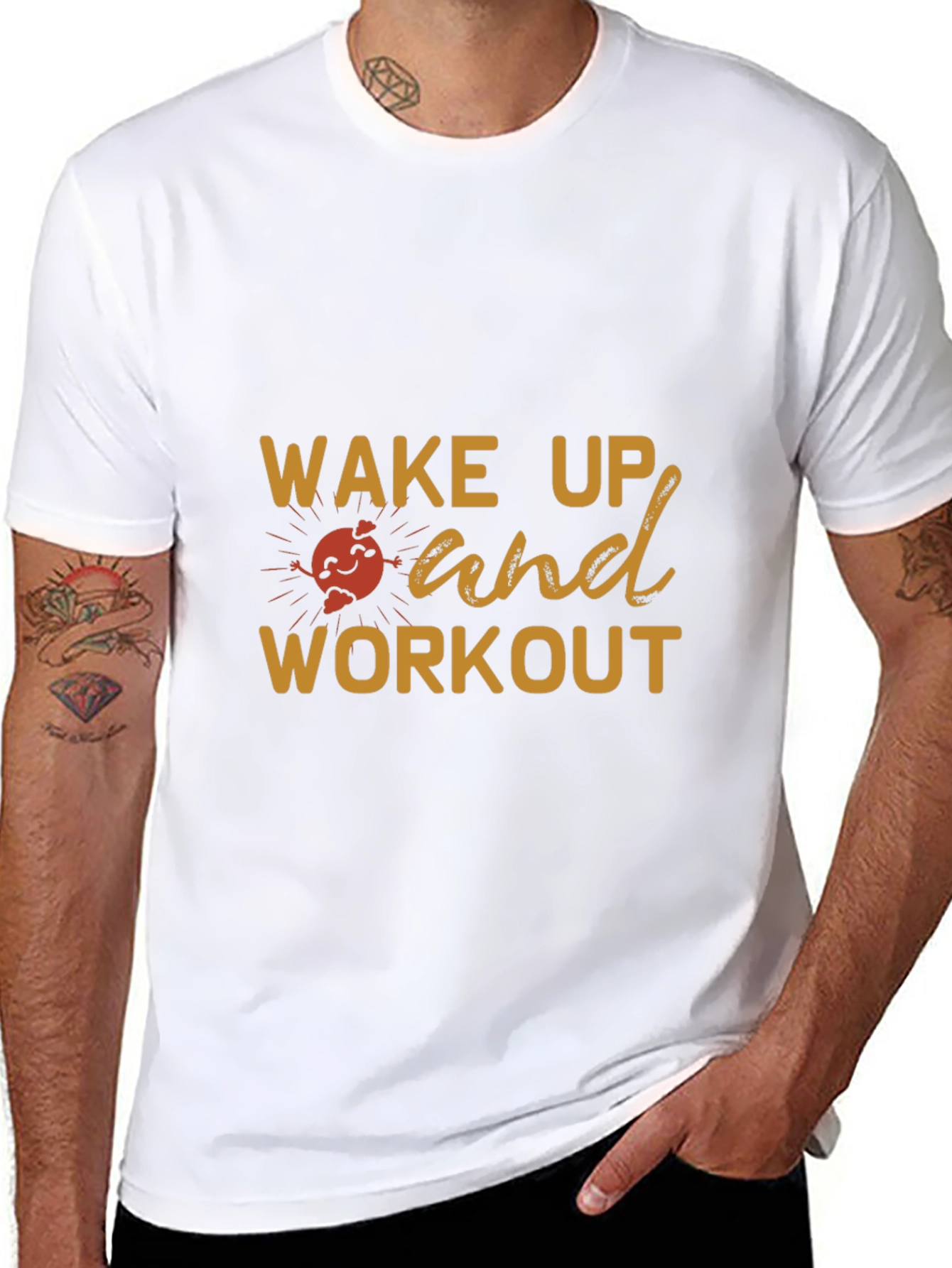 Wake Up and Workout Black Graphic T-Shirt