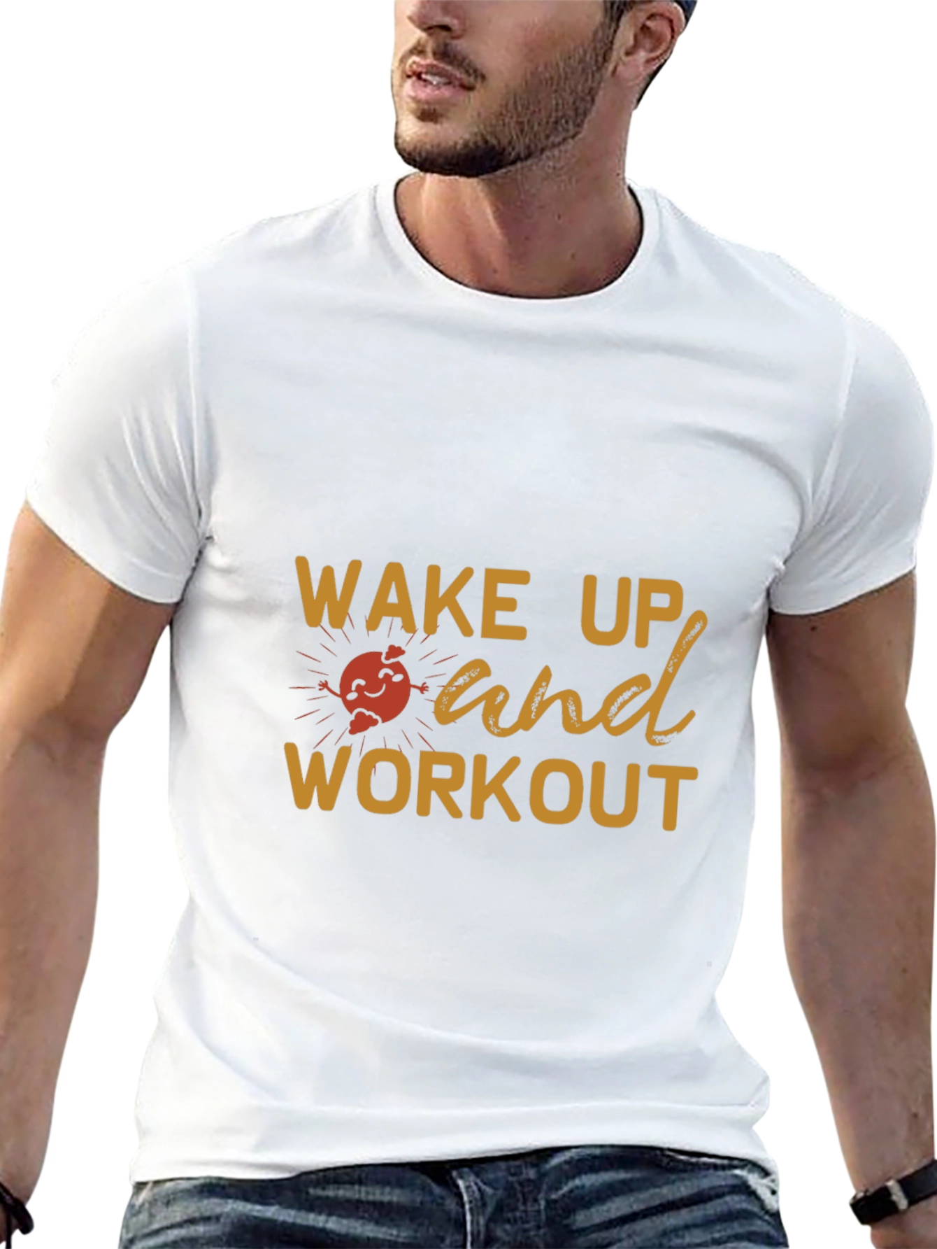 Wake Up and Workout Black Graphic T-Shirt