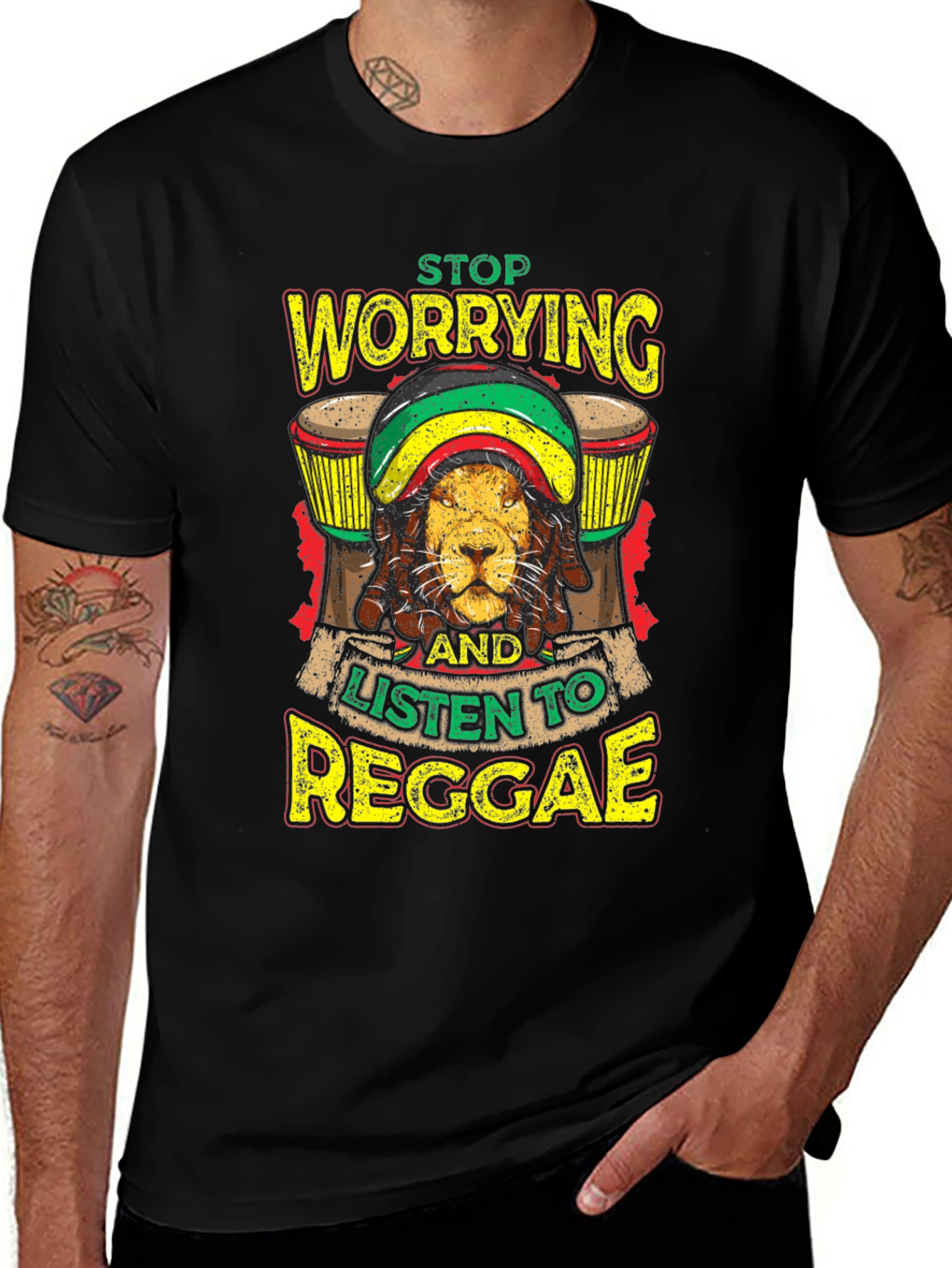 Reggae Lion Graphic Tee - Black