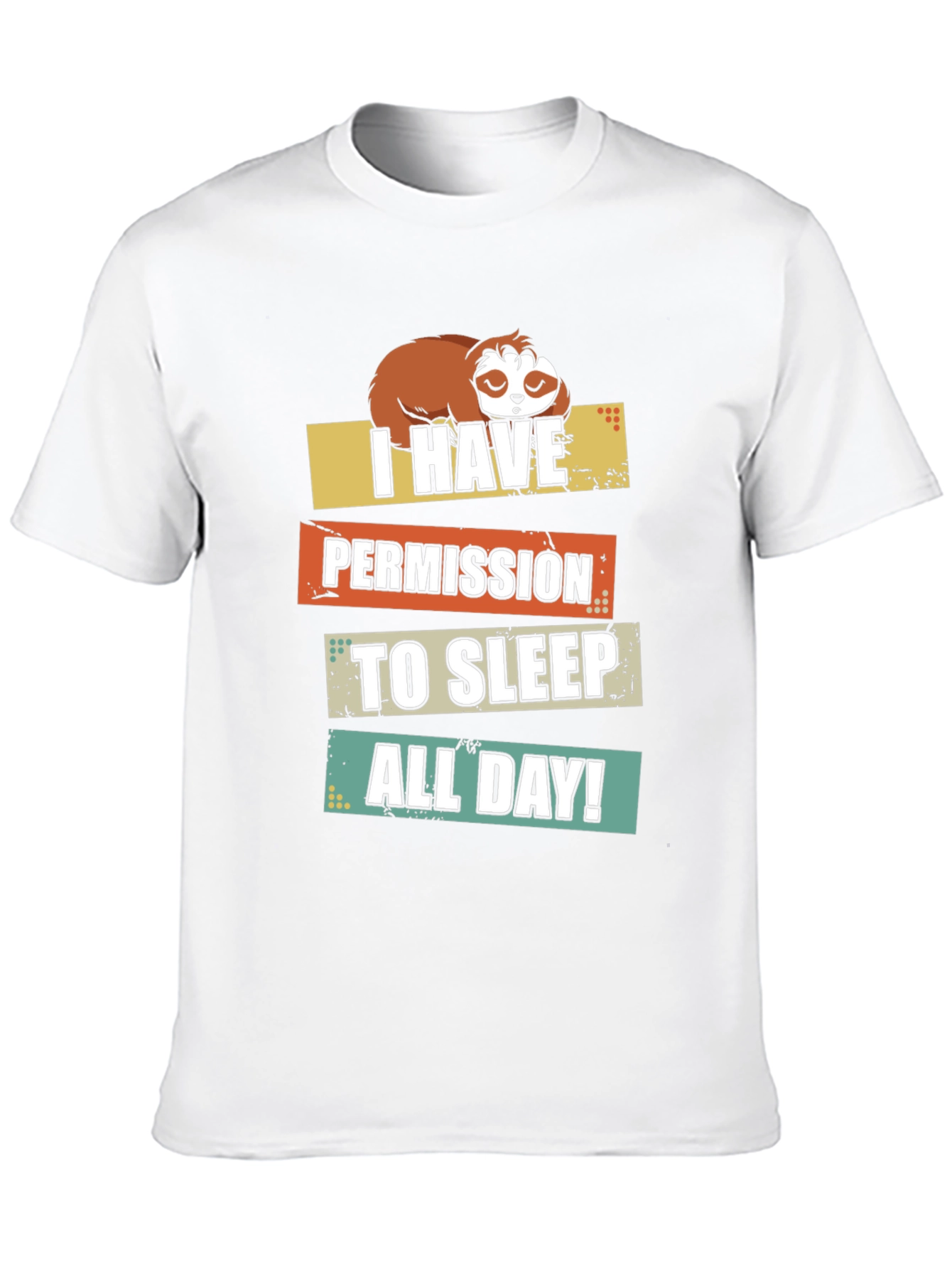 Funny Sloth Permission Sleep All Day Graphic Tee