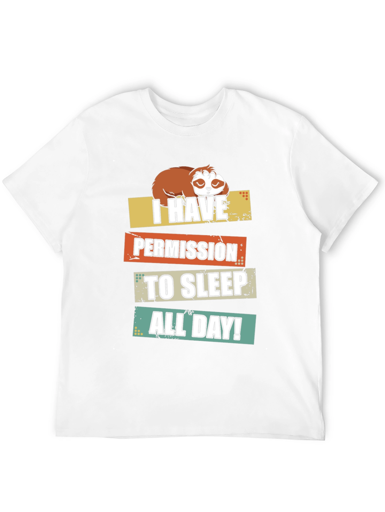 Funny Sloth Permission Sleep All Day Graphic Tee