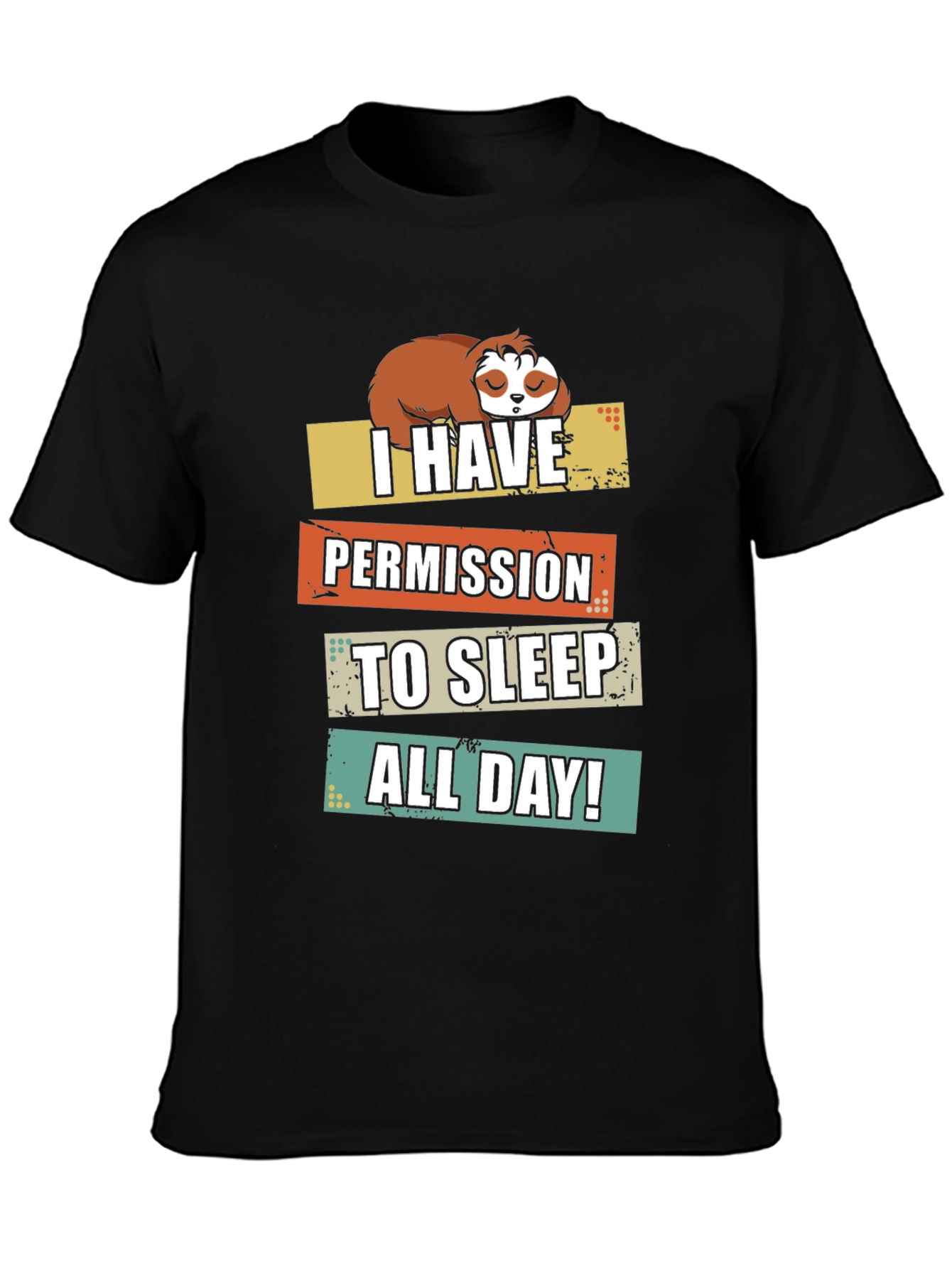 Funny Sloth Permission Sleep All Day Graphic Tee