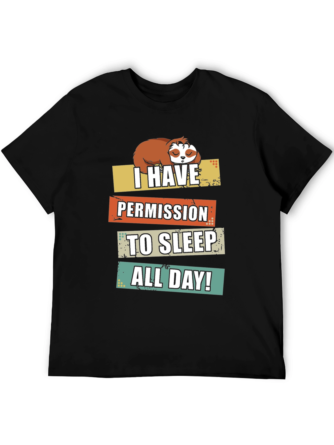 Funny Sloth Permission Sleep All Day Graphic Tee