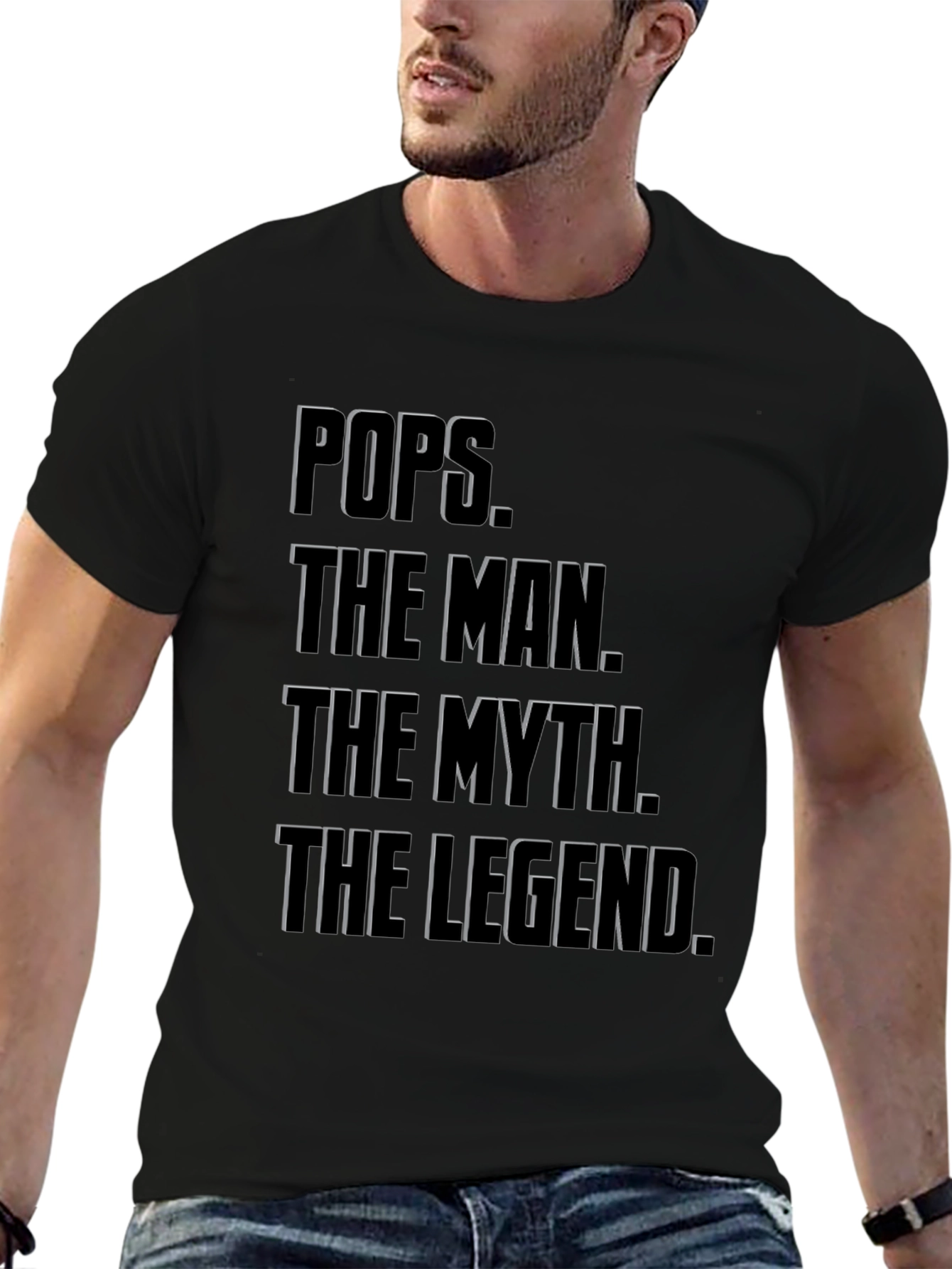 Pops The Man The Myth The Legend Black T-Shirt