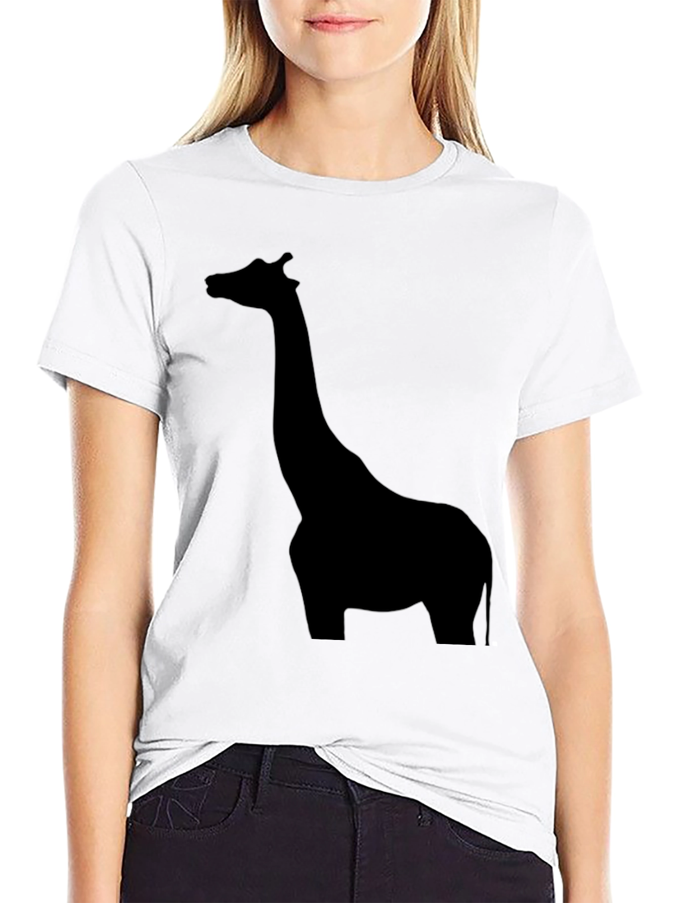 Giraffe Silhouette Tee - Black Graphic Print Shirt