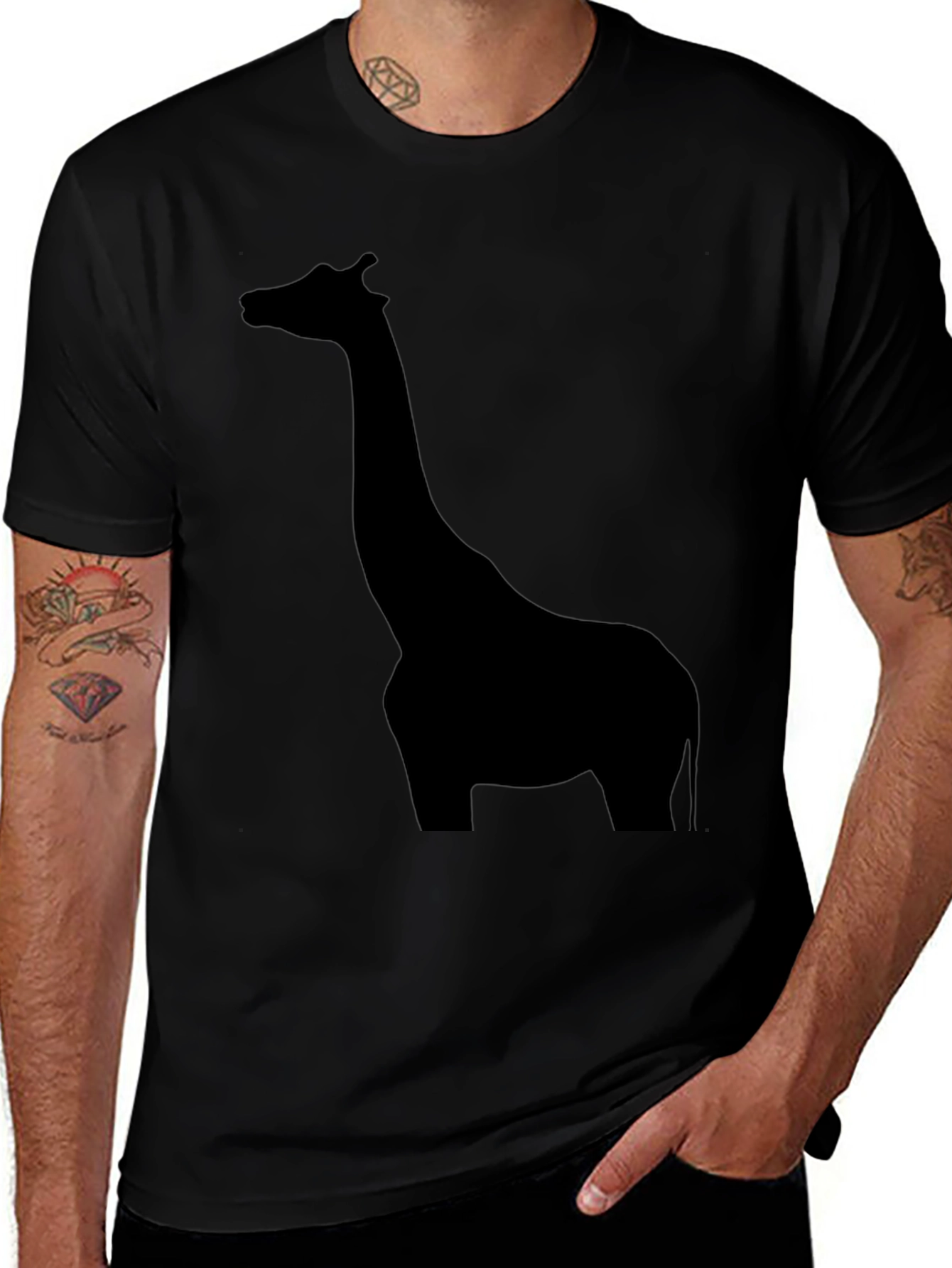 Giraffe Silhouette Tee - Black Graphic Print Shirt