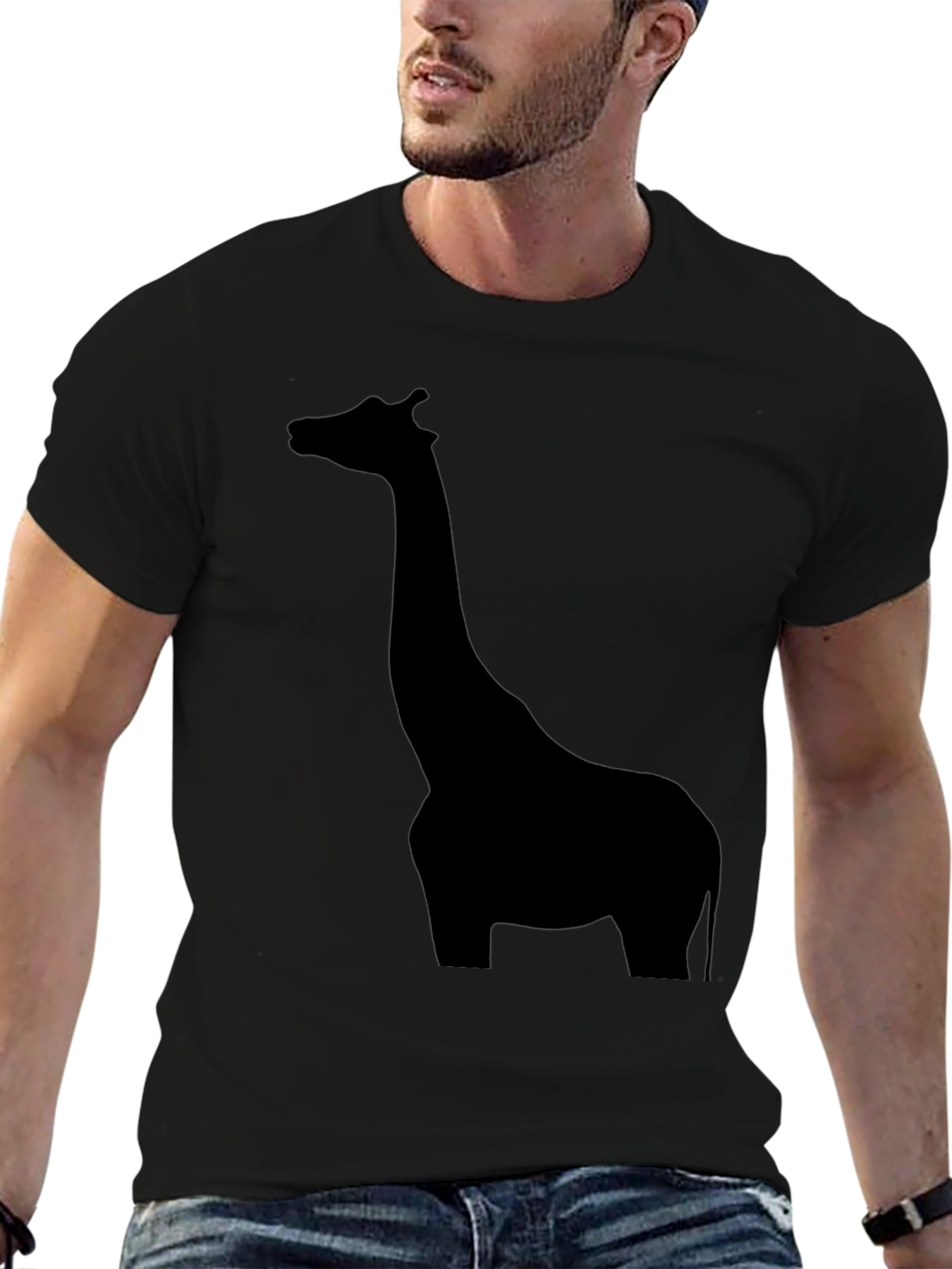 Giraffe Silhouette Tee - Black Graphic Print Shirt