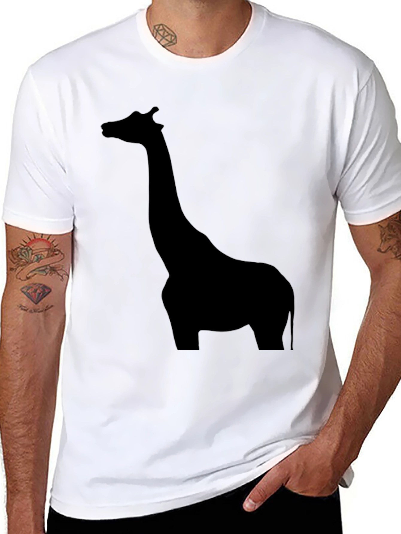 Giraffe Silhouette Tee - Black Graphic Print Shirt