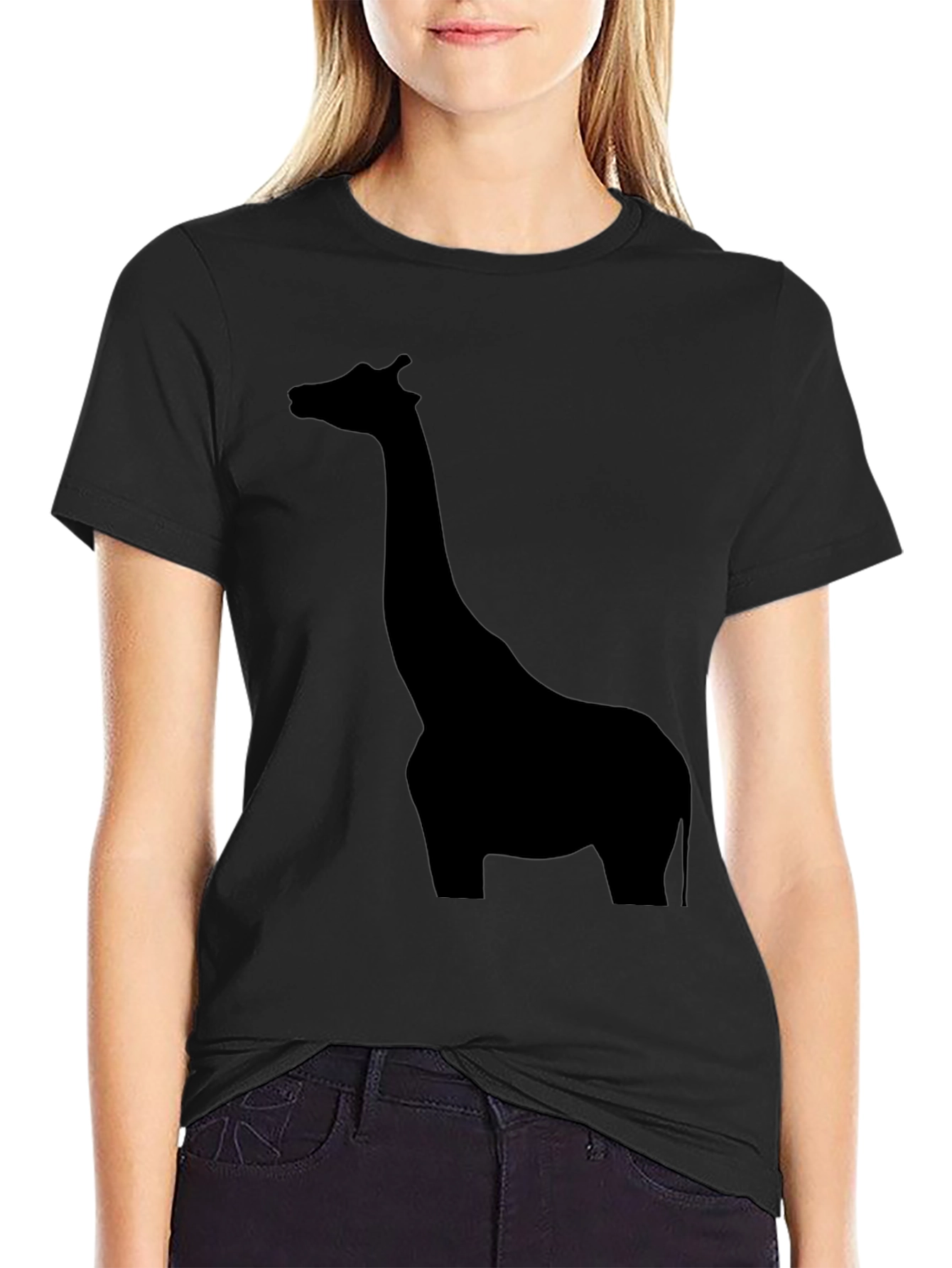 Giraffe Silhouette Tee - Black Graphic Print Shirt