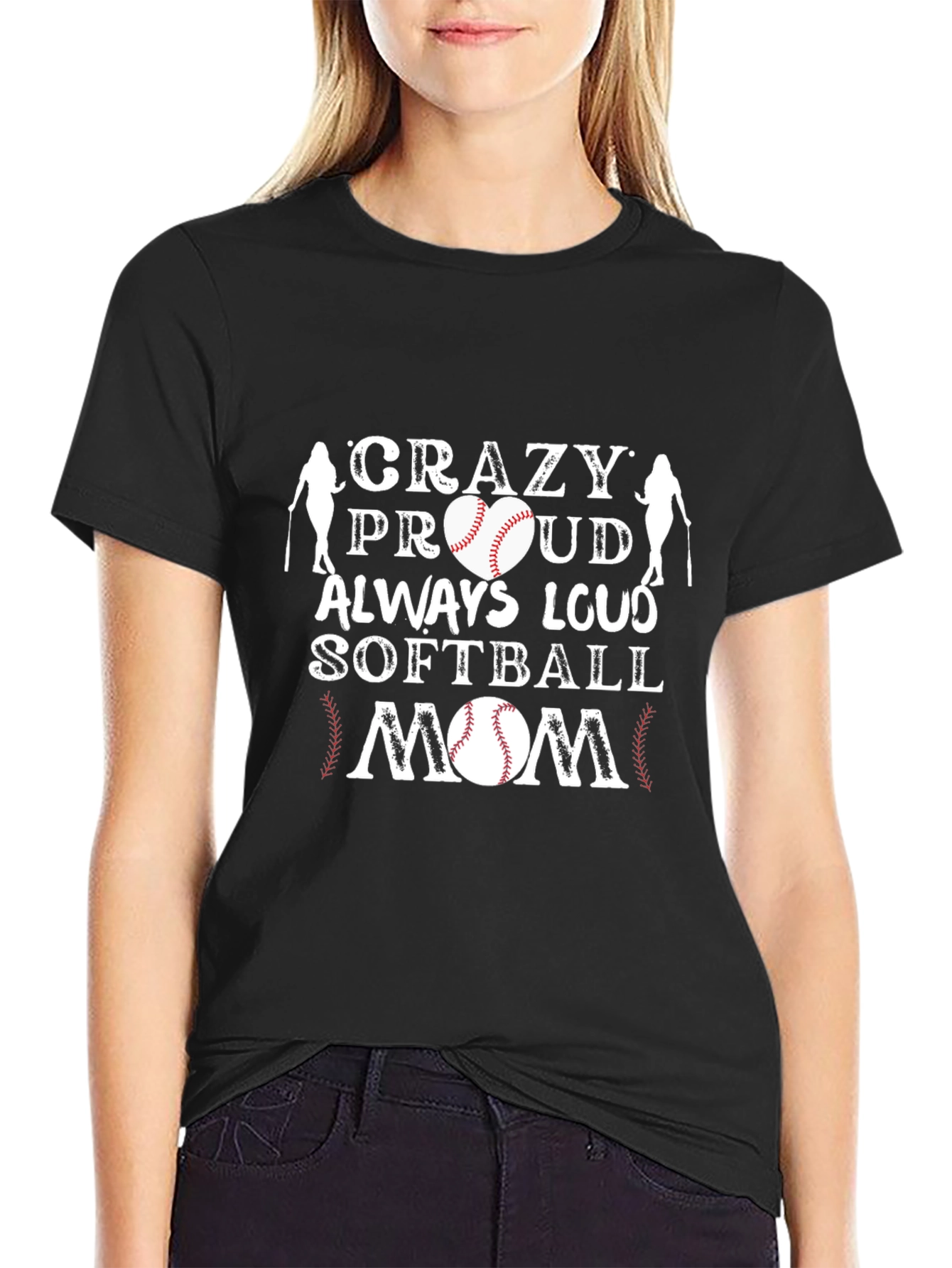 Crazy Proud Softball Mom Graphic Tee