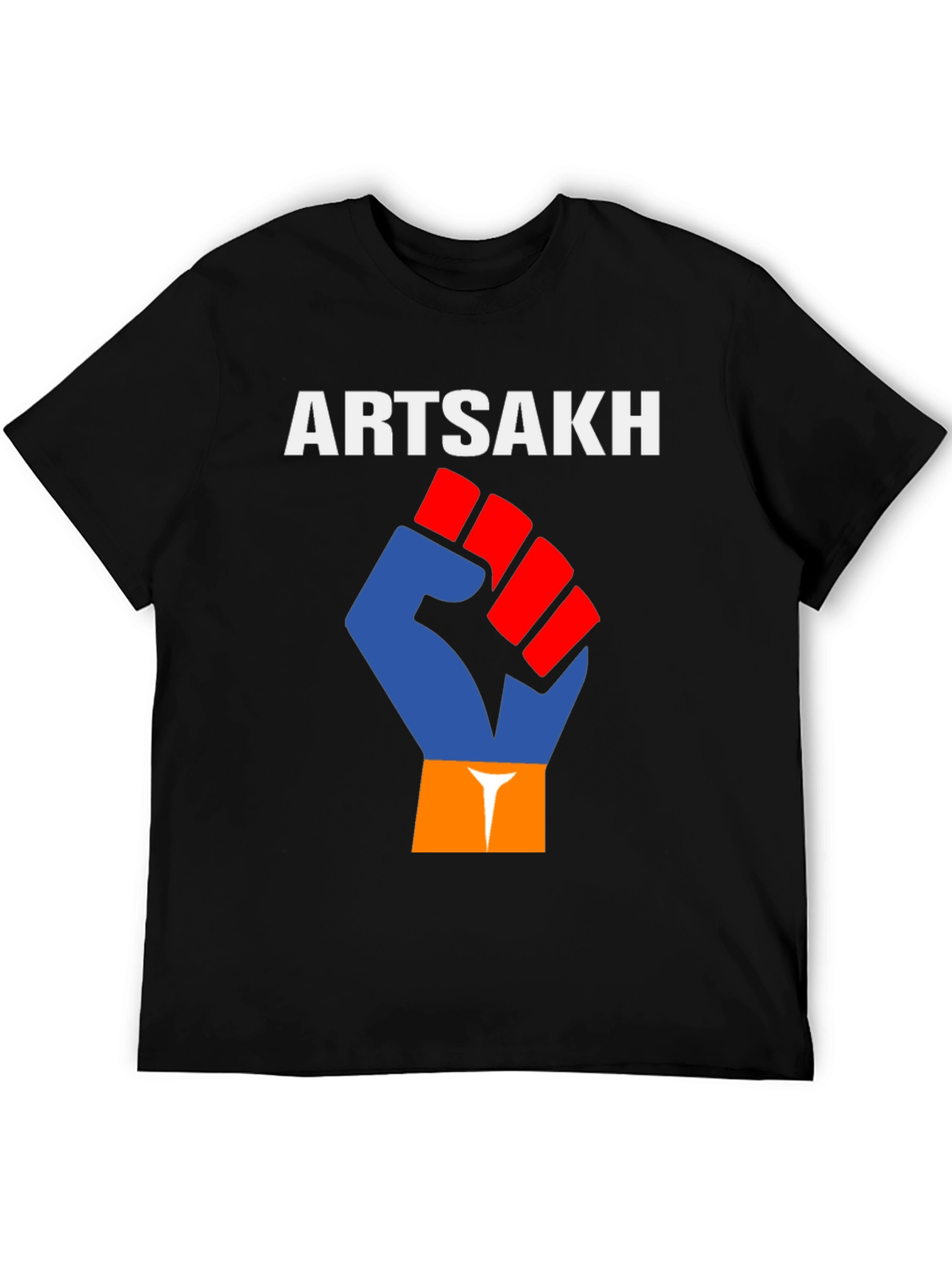Artsakh T-Shirt Fist Flag Design - Black Cotton Tee