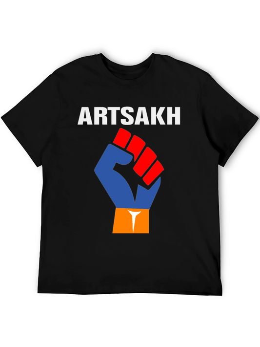 Artsakh T-Shirt Fist Flag Design - Black Cotton Tee
