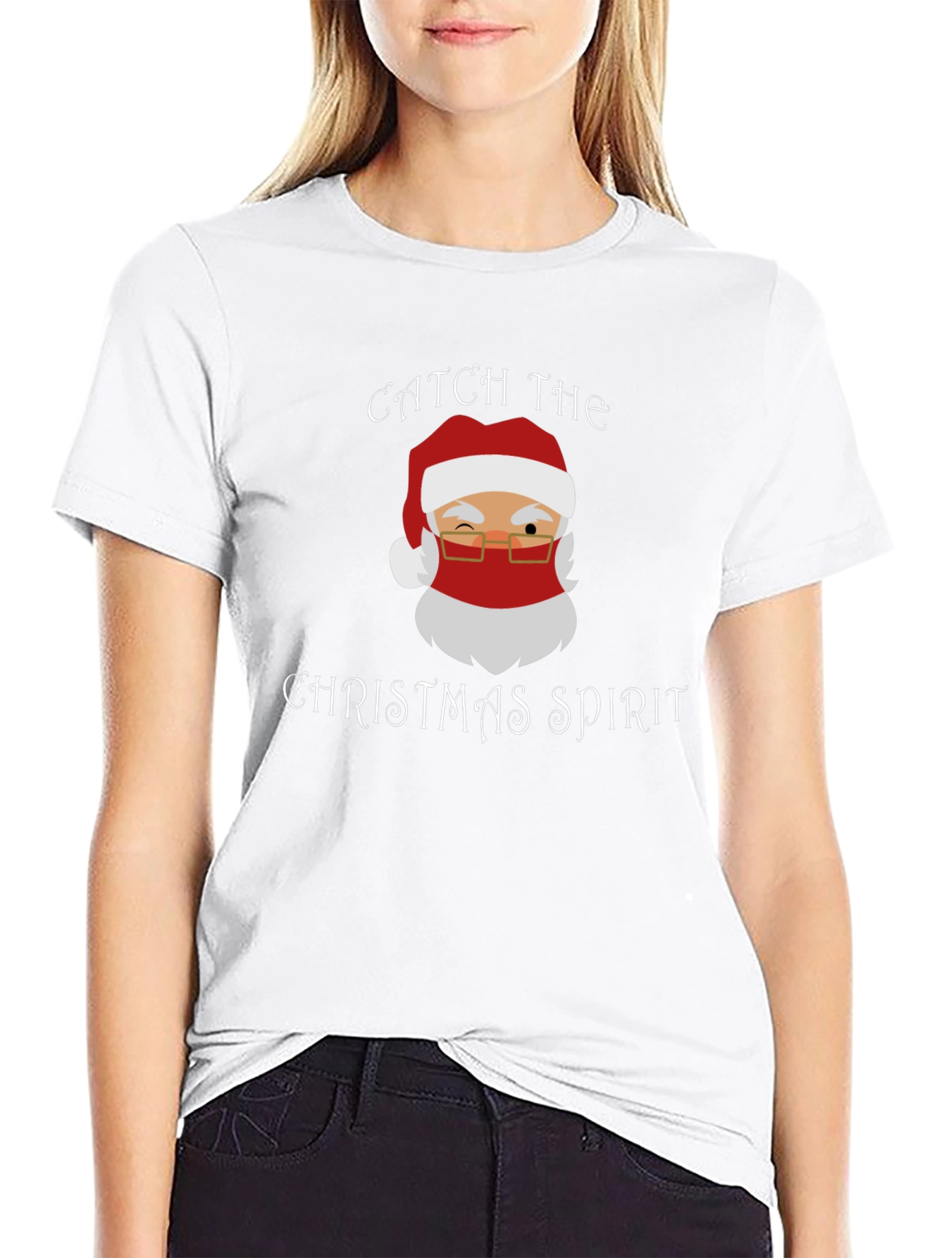 Festive Santa Graphic T-Shirt - Catch the Christmas Spirit