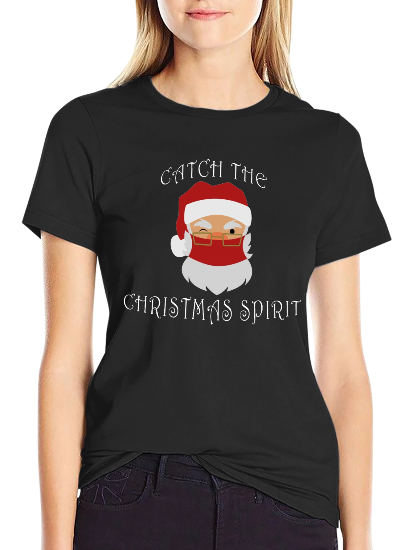 Festive Santa Graphic T-Shirt - Catch the Christmas Spirit
