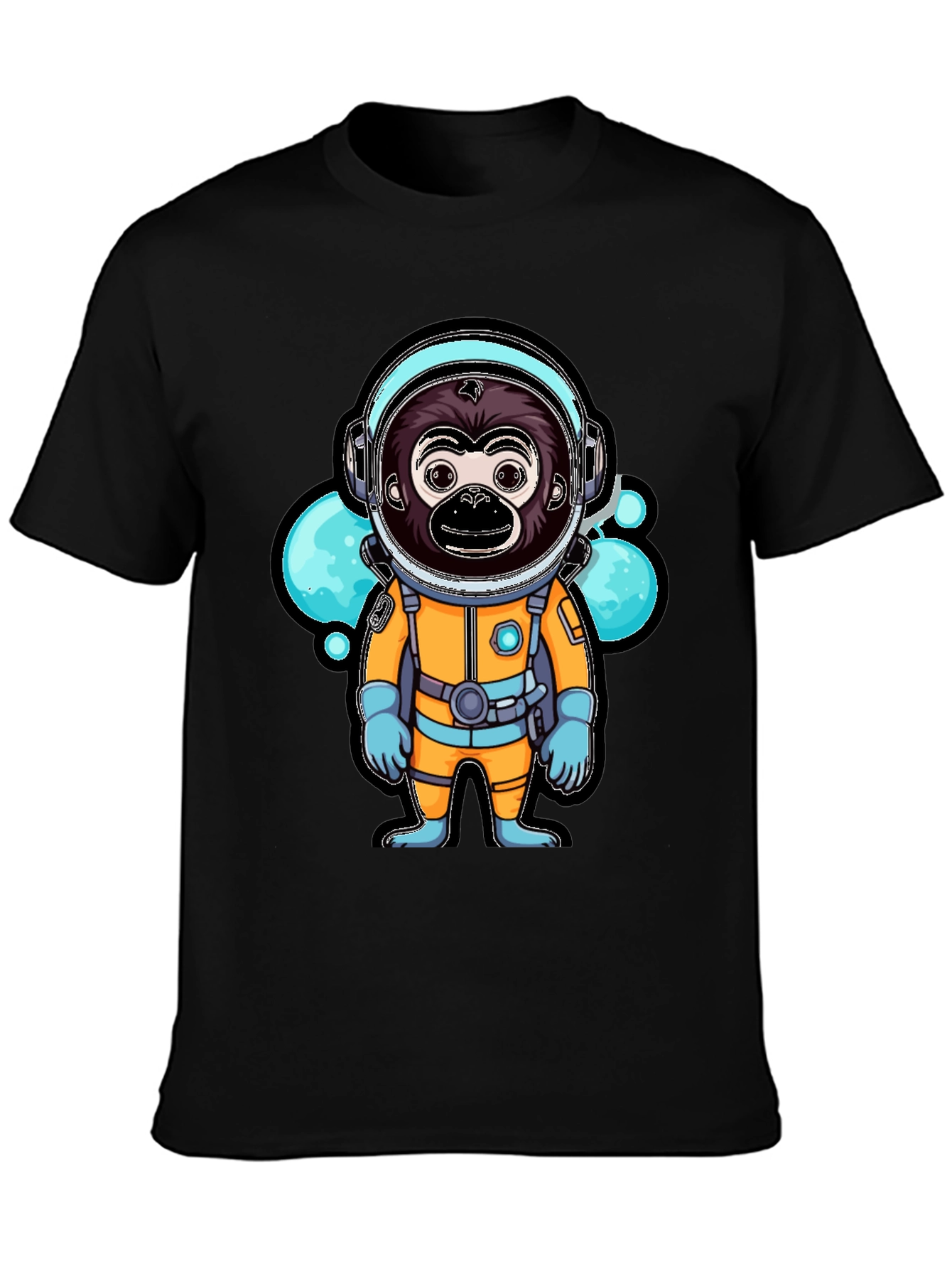 Astronaut Monkey Graphic T-Shirt - Black