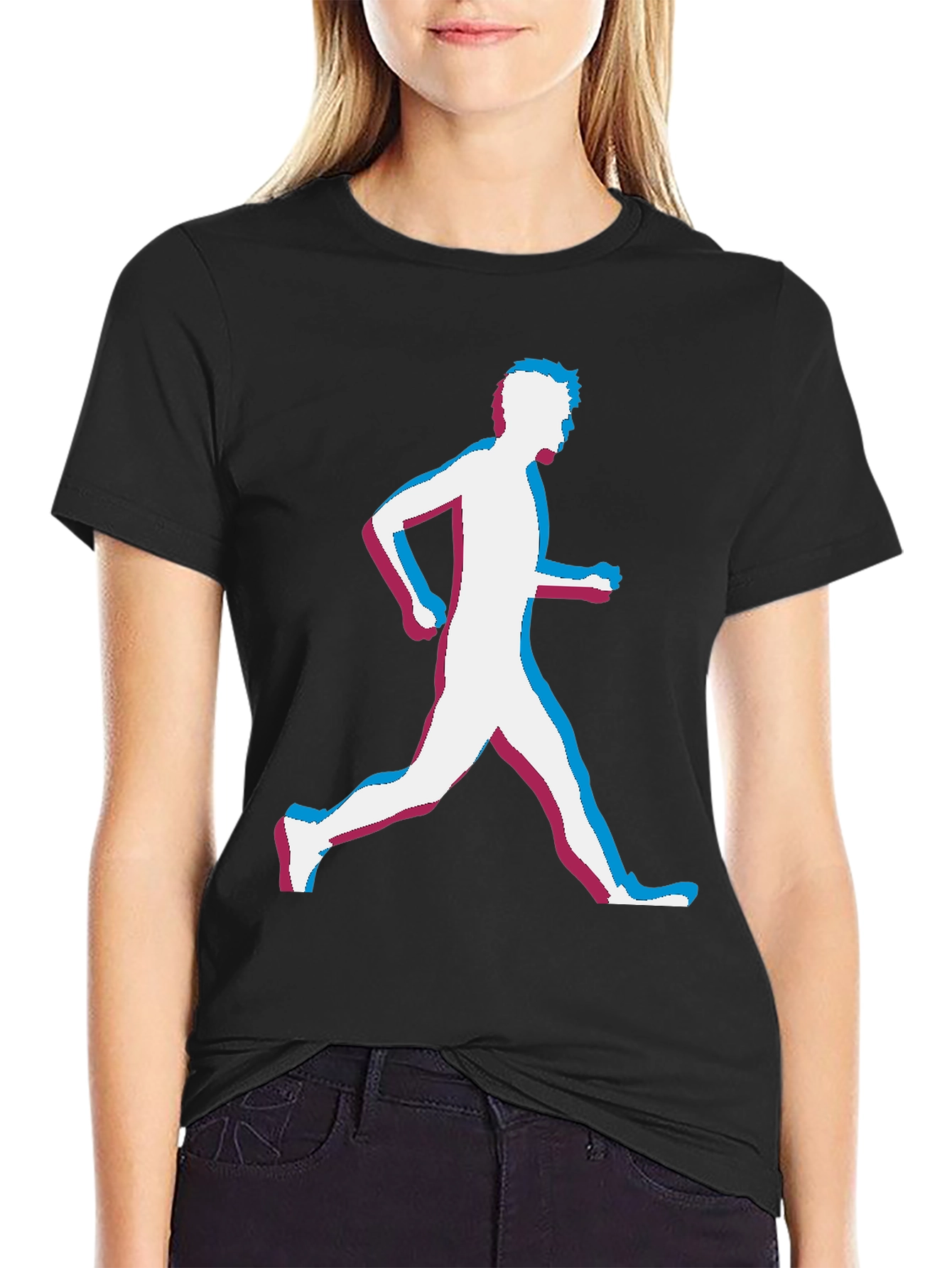 Runner Glitch Graphic Black T-Shirt