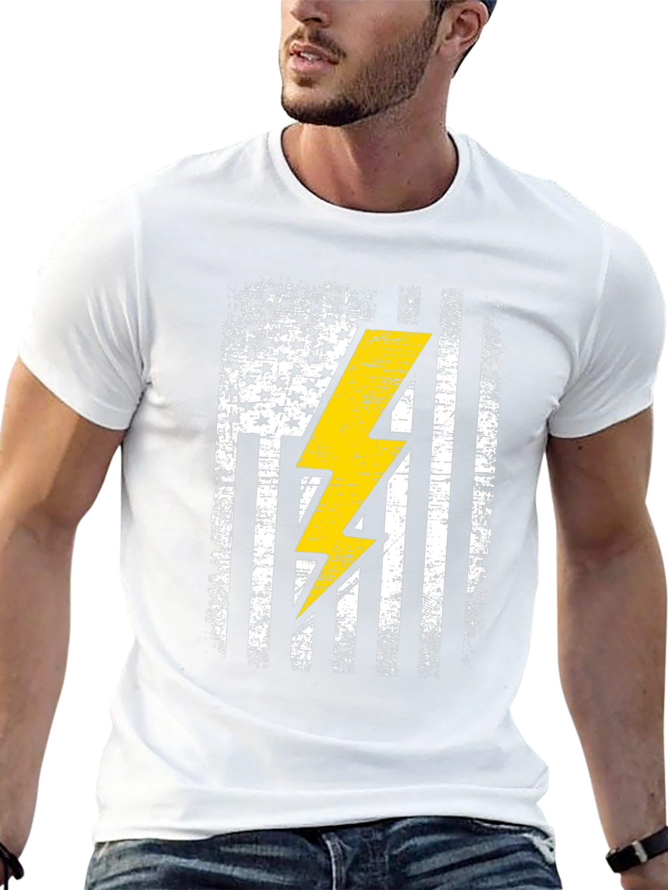 Distressed American Flag Electrician T-Shirt