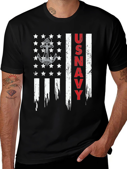 US Navy Flag Graphic Tee Patriotic USA Pride
