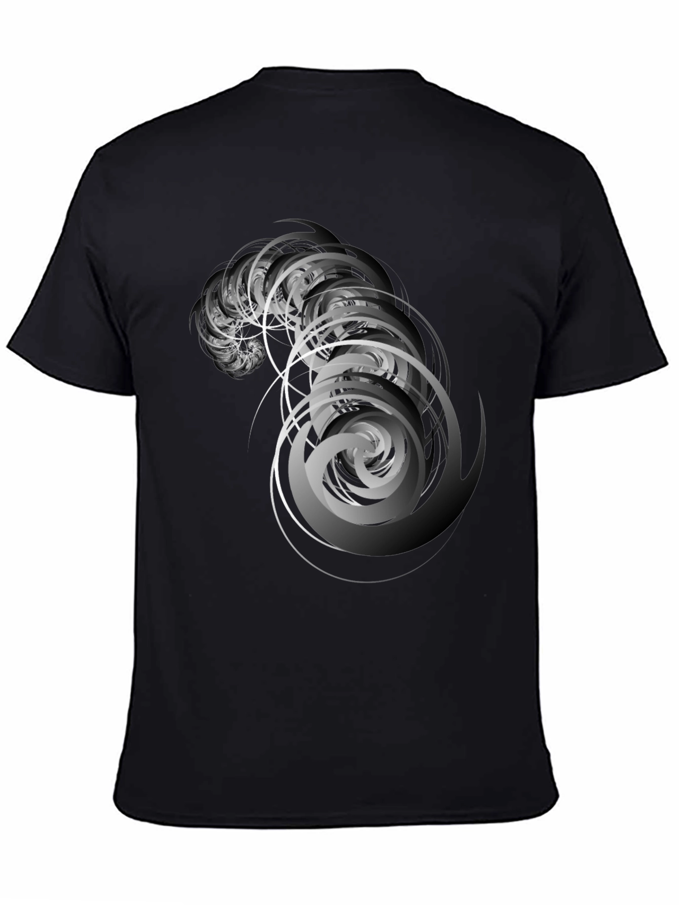 Abstract Spiral Graphic Tee - Stylish Mens Black T-Shirt