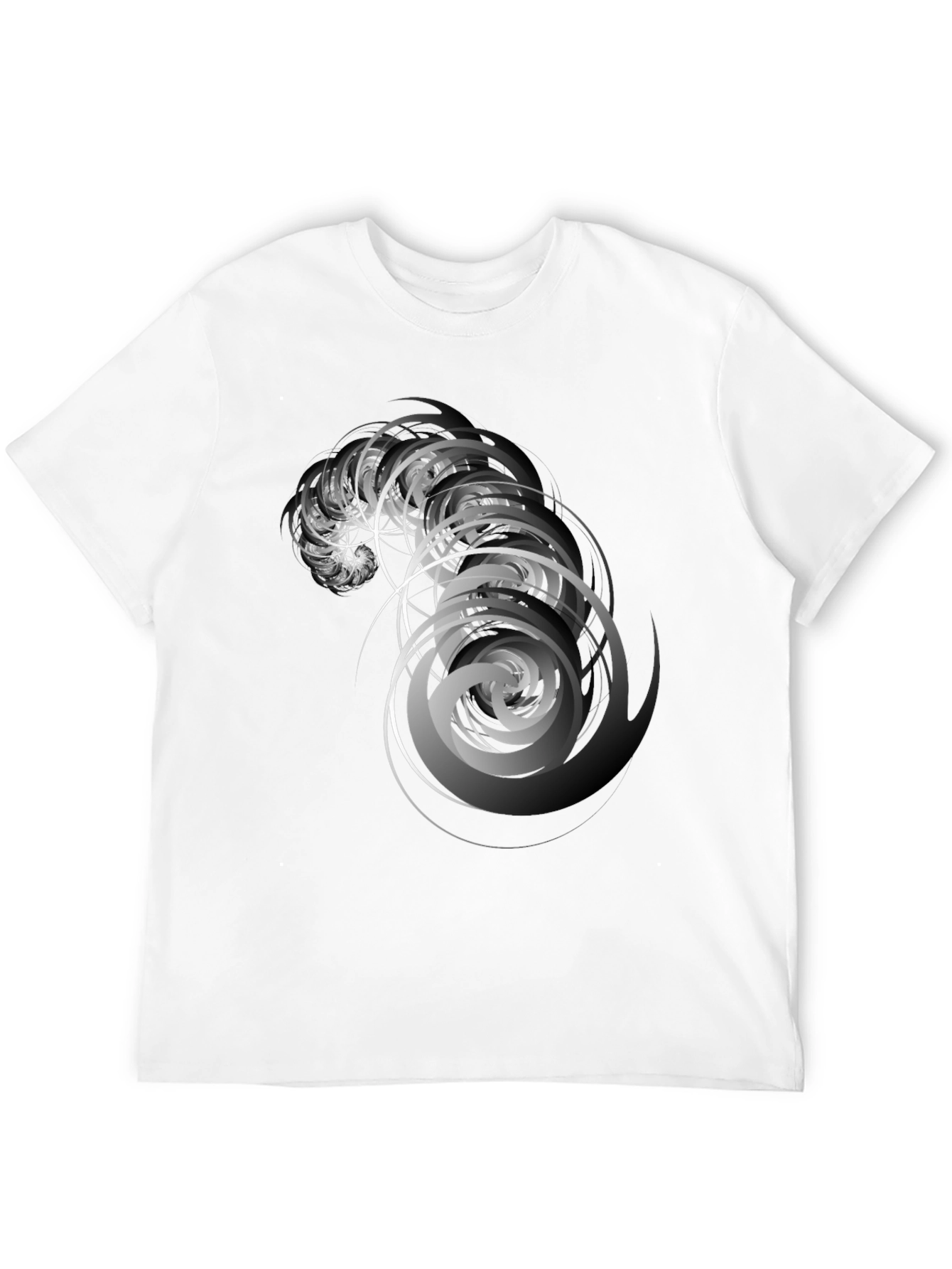 Abstract Spiral Graphic Tee - Stylish Mens Black T-Shirt